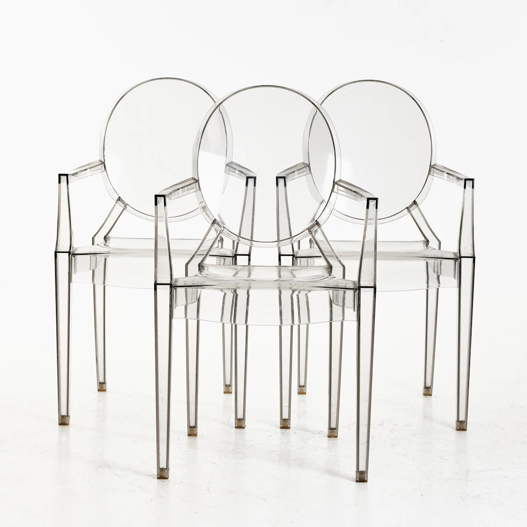 PHILIPPE STARCK. Karmstolar, 3 st., "Louis Ghost", Kartell.