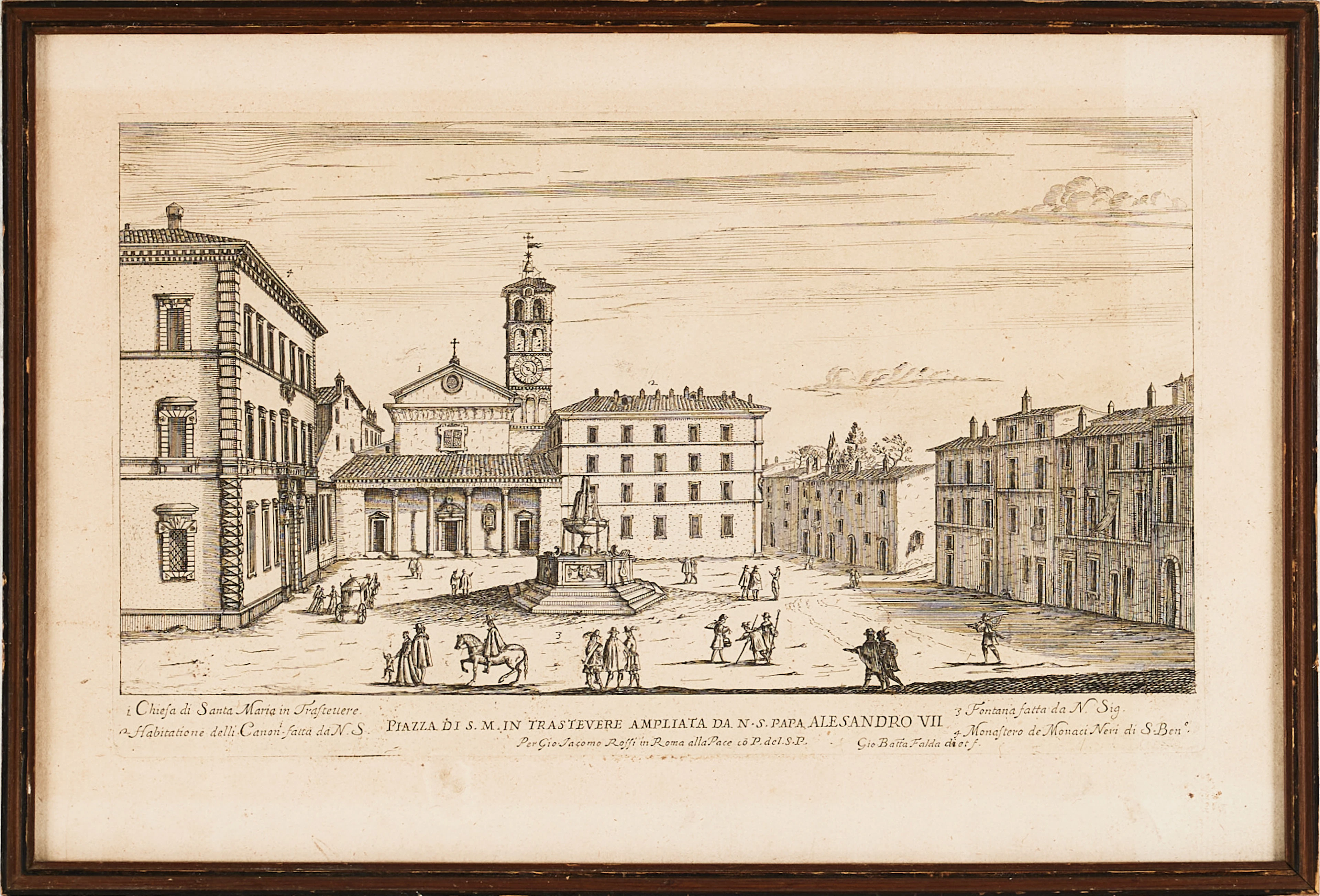 GIOVANNI BATTISTA FALDA. (Italien, 1643-1678) Piazza di M. in Trastevere