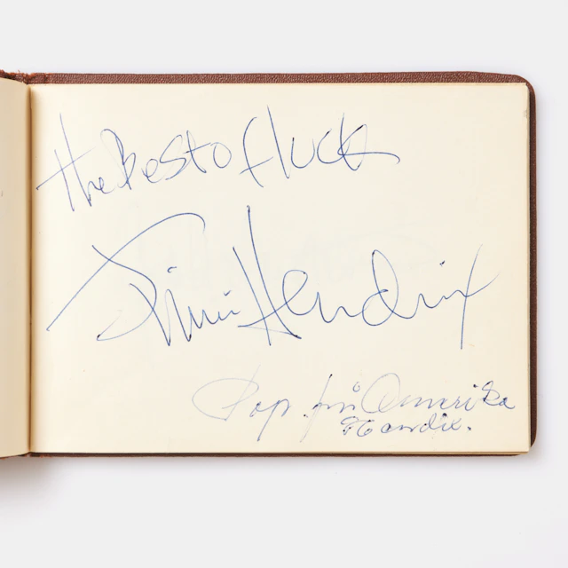 JIMI HENDRIX (1942-1970). Autografblock, 1967, samt Mitch Mitchell