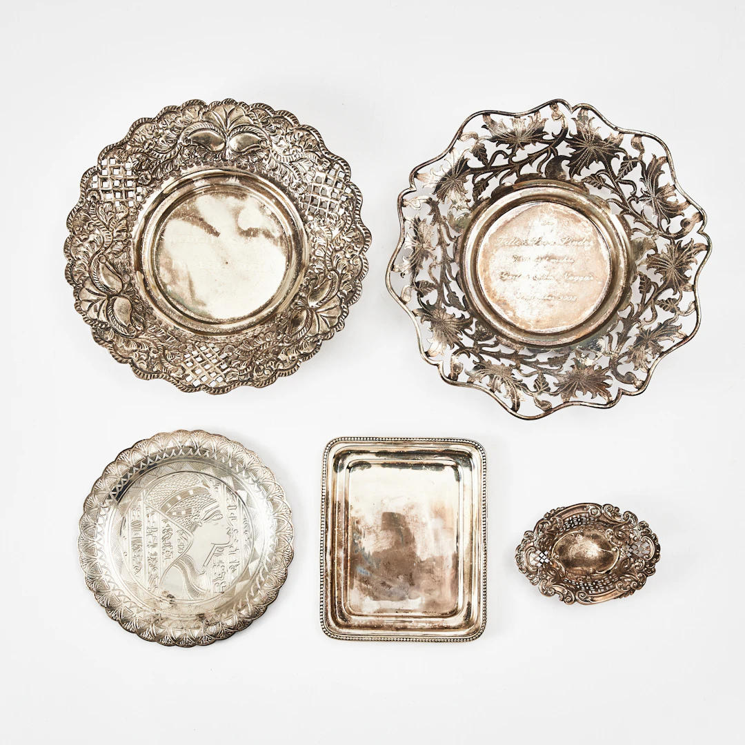 SKÅLAR, FAT, 5 st. silver, 1900-tal, Egypten.
