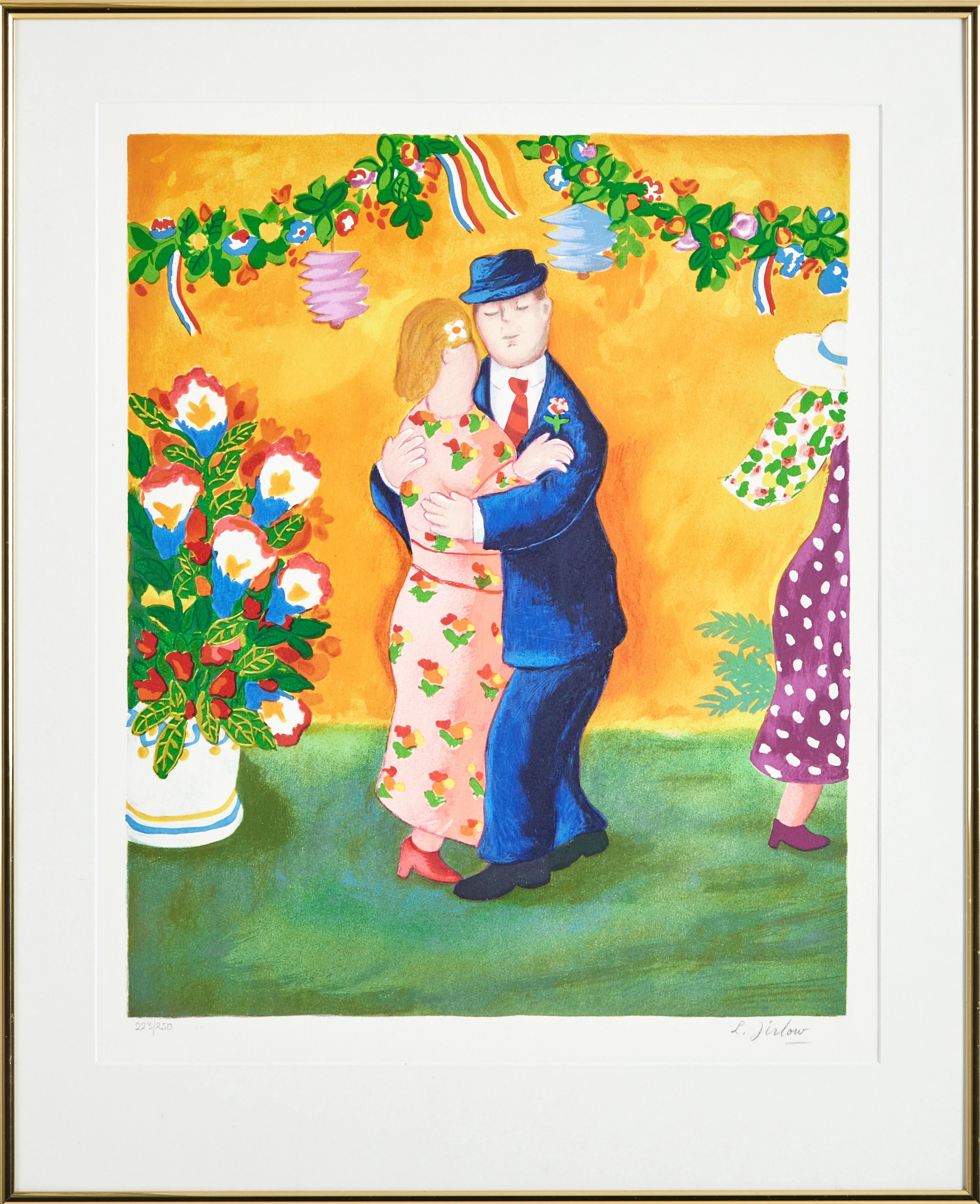 LENNART JIRLOW. Dansande par, "La danse" färglitografi, signerad, 223/250.