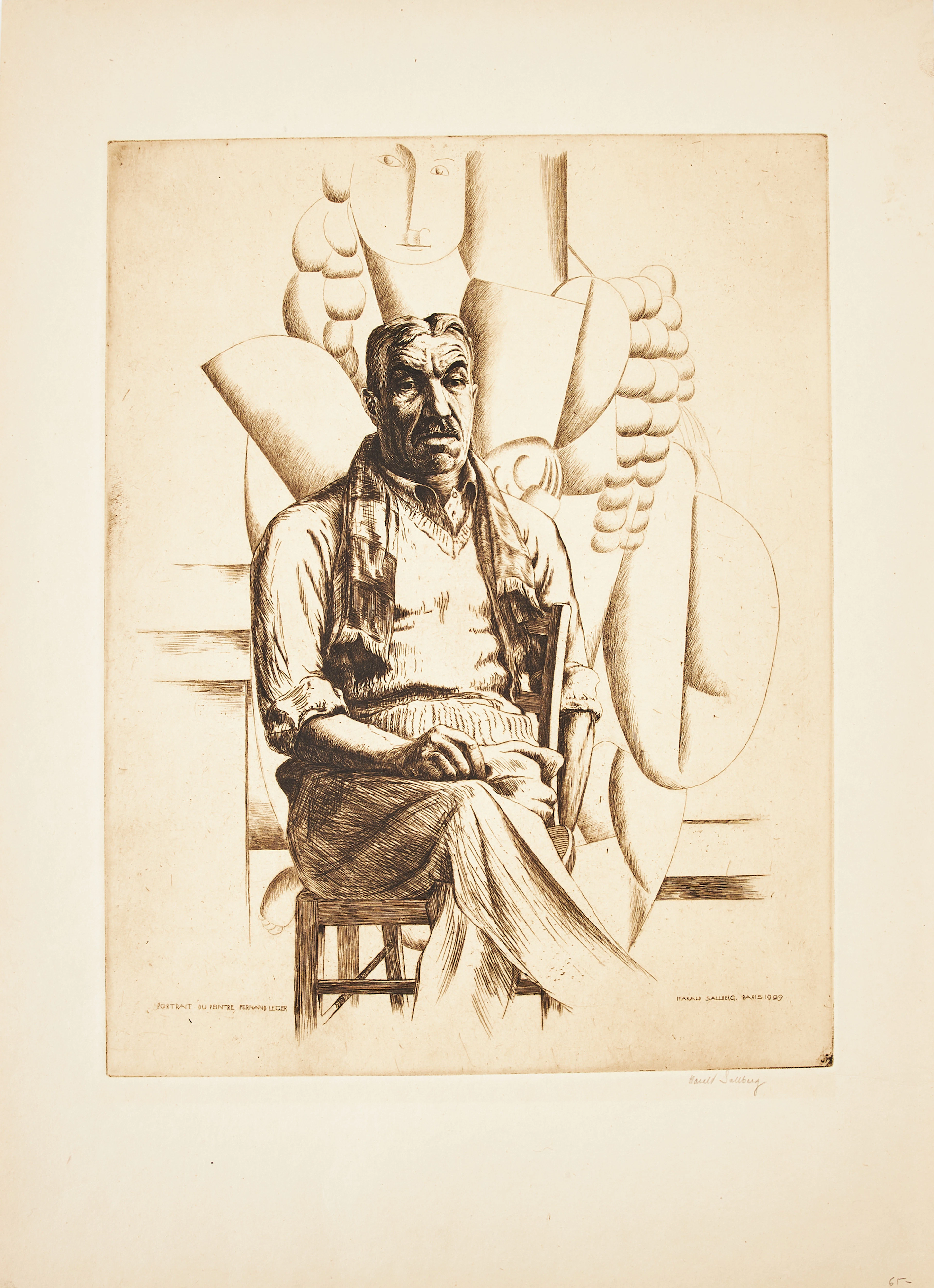 "Portrait du peintre Fernand Leger" etsning, signerad och daterad
