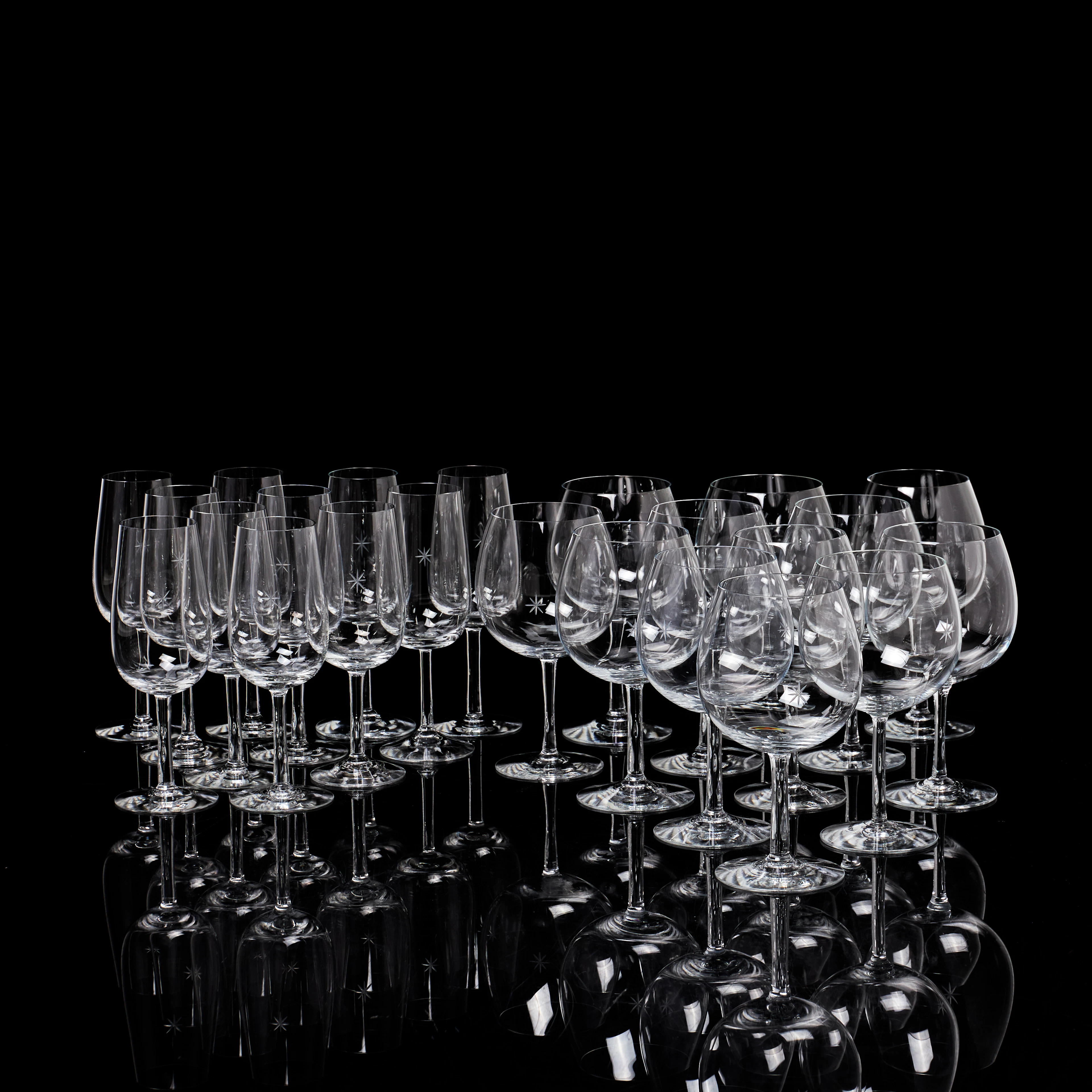 SIGNE PERSSON-MELIN. Delar av glasservis, 11+12 dlr, champagne/vitvinsglas