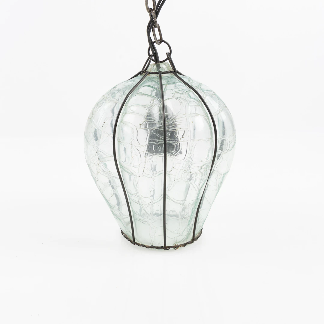 SWEDISH MODERN, taklampa, glas och smide med vågformad bård, Sverige