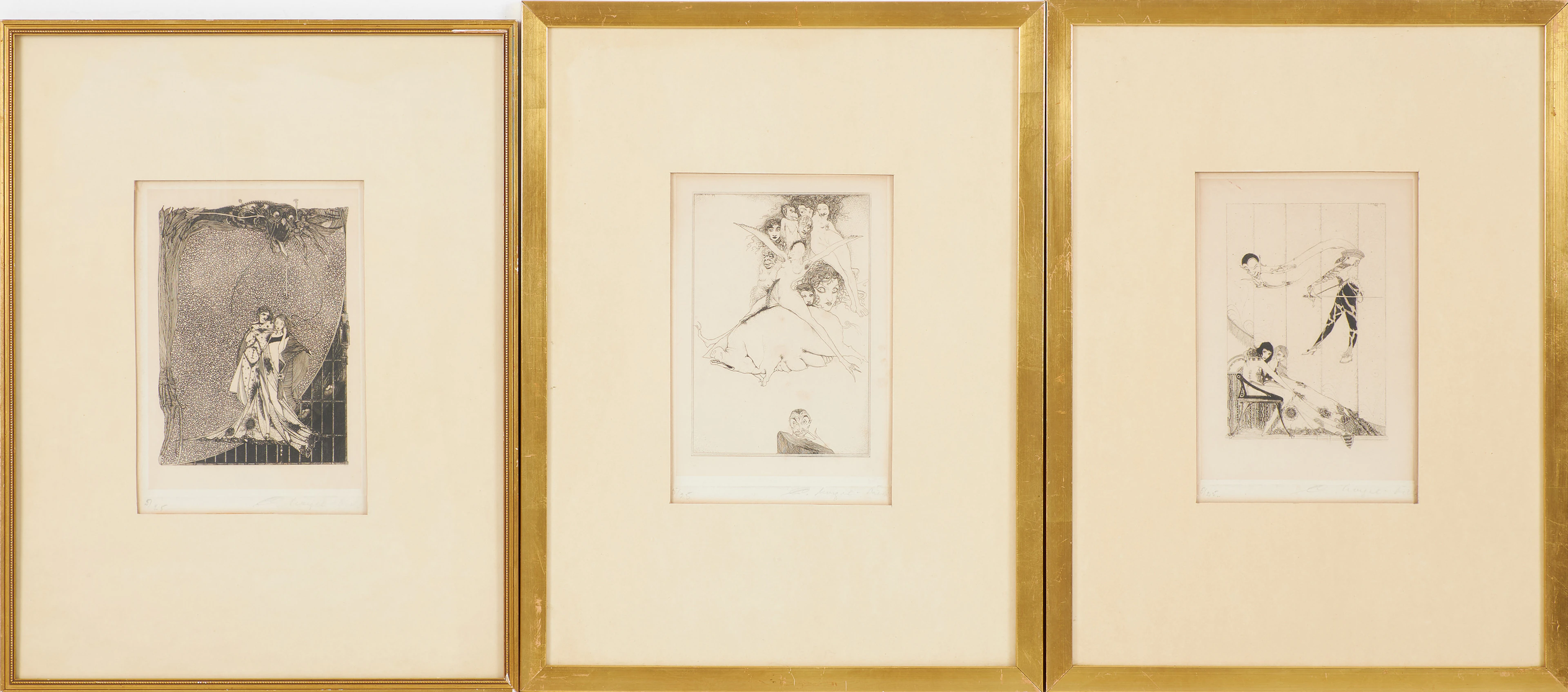 CARL NAGEL-DIEK. etsningar, 3 st, motiv ur Goethes "Faust", signerade