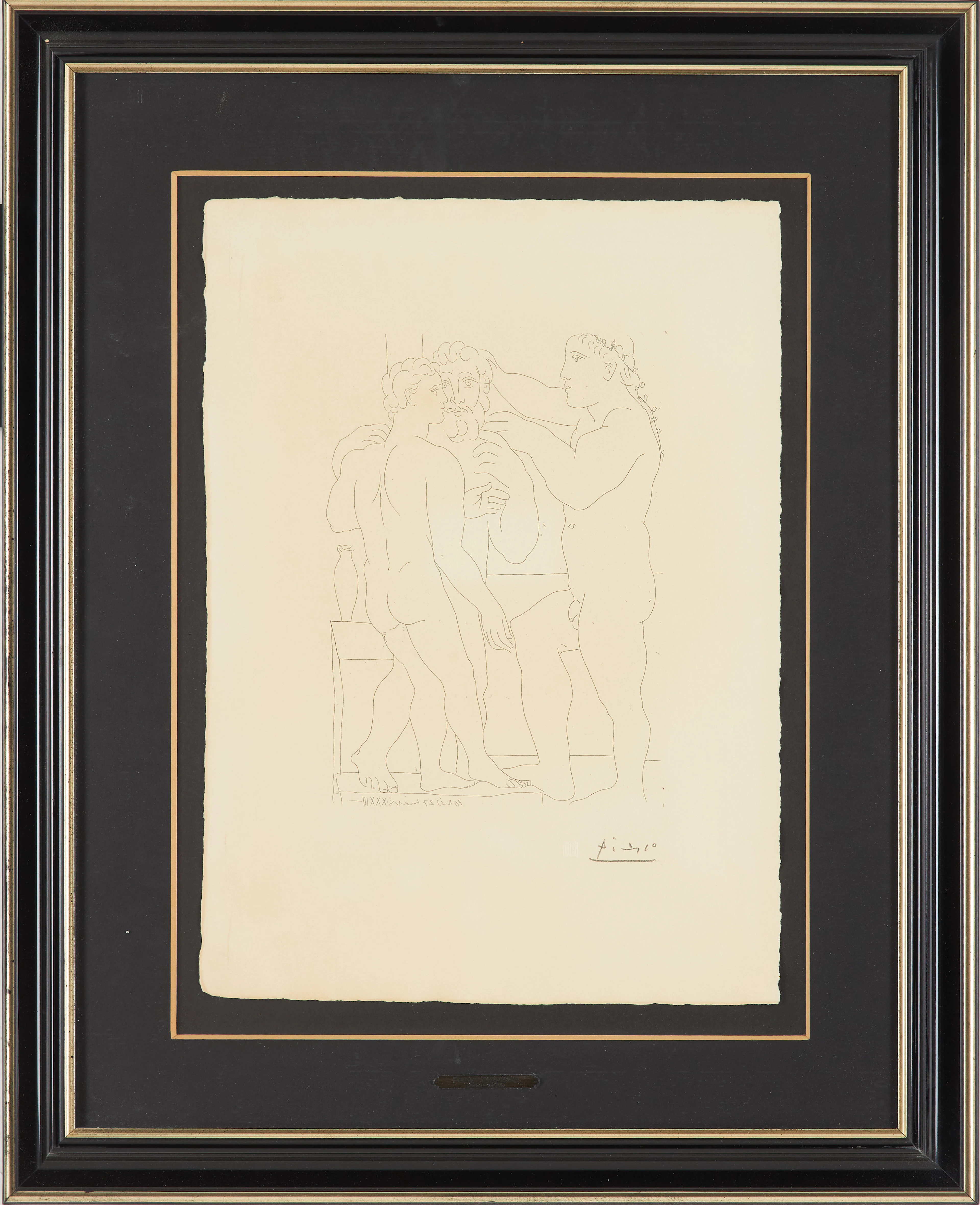 PABLO PICASSO. EFTER. Two Sculptured Men, ur "Suite Vollard" litografi