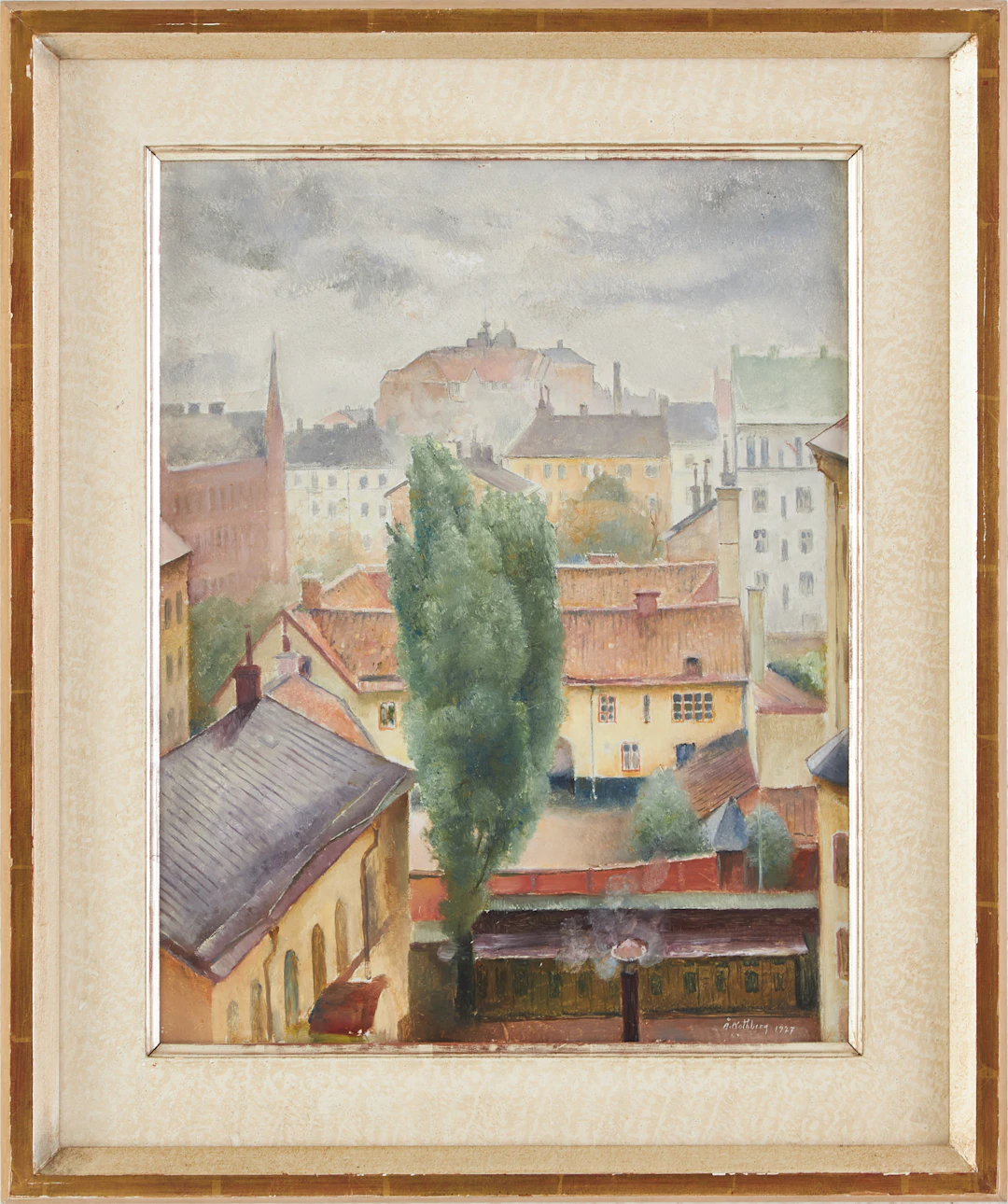 ÅKE NOTHBERG ( 1891-1973). Stockholm, olja på pannå, signerad Å Nothberg, 1927.