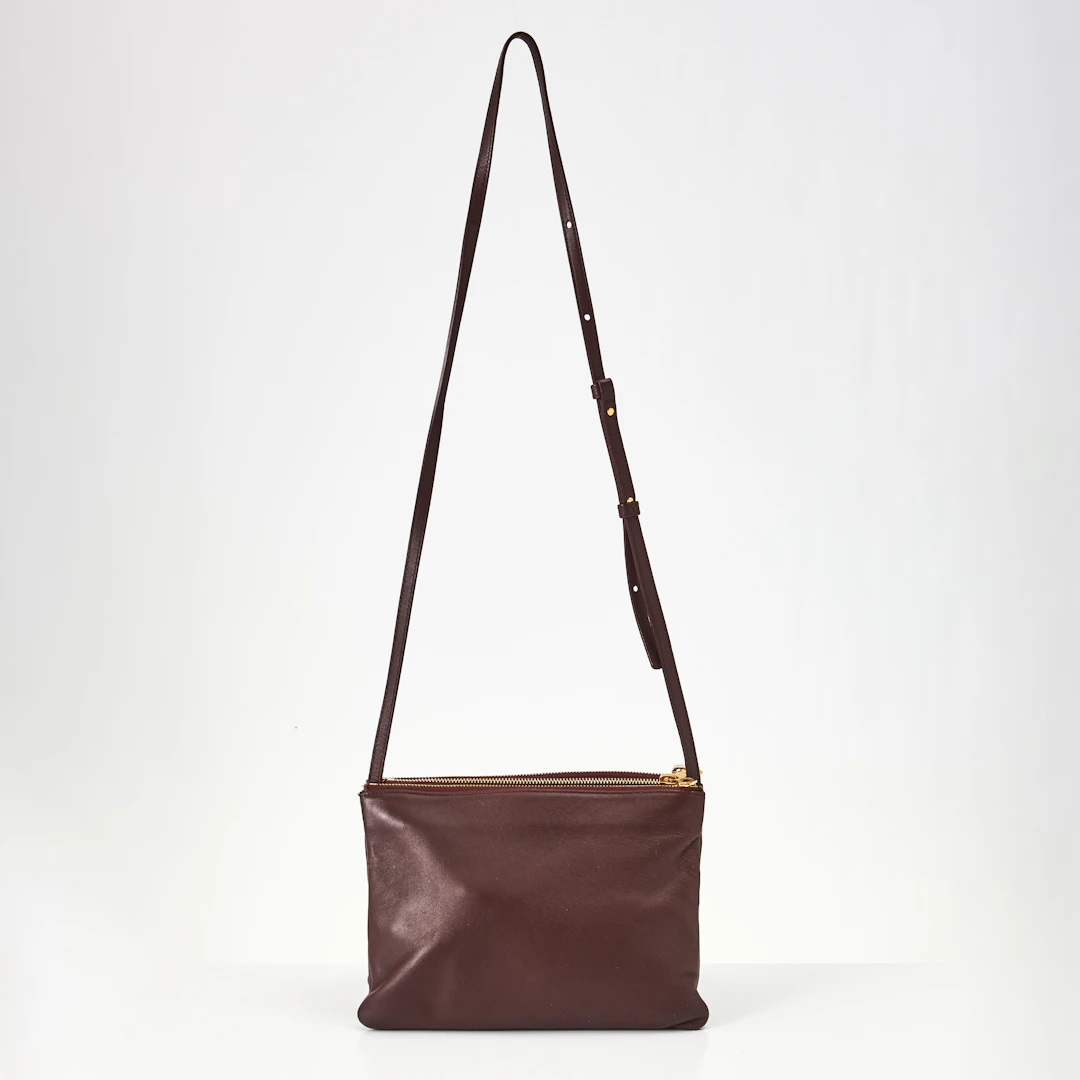 CELINE, "Trio crossbody bag", vinrött kalvskinn, PARIS.