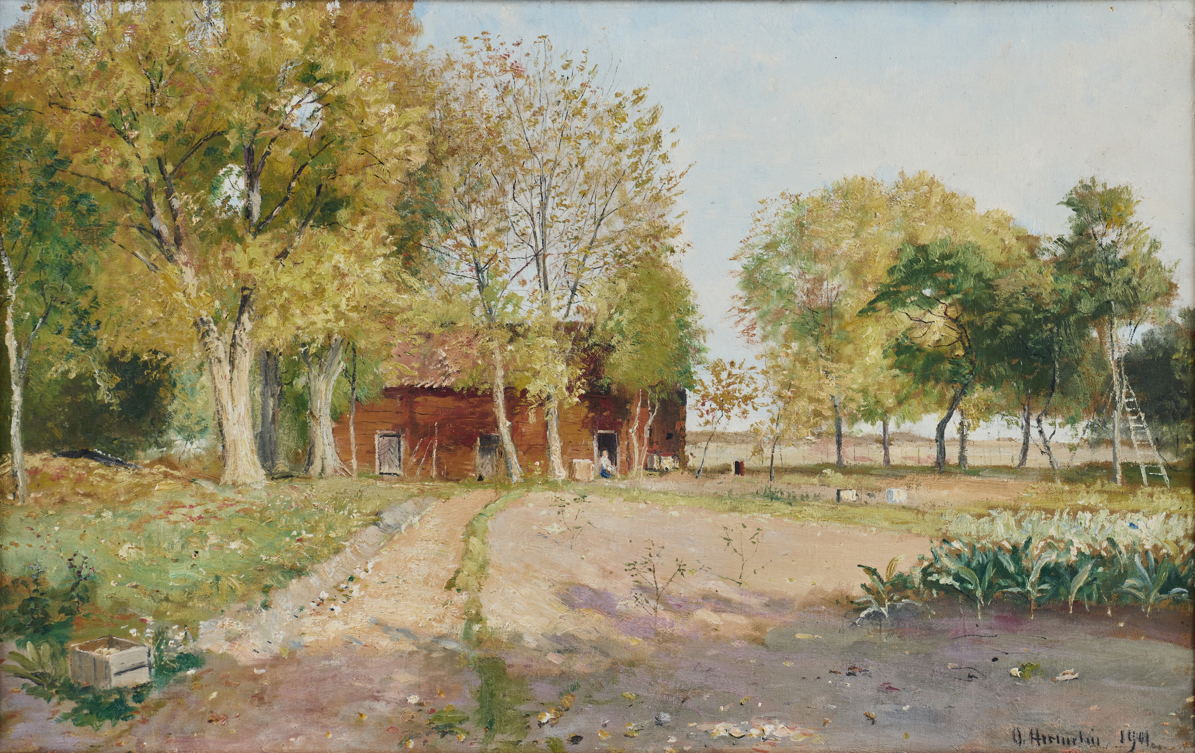 OLOF HERMELIN. Sommarlandskap med gård.