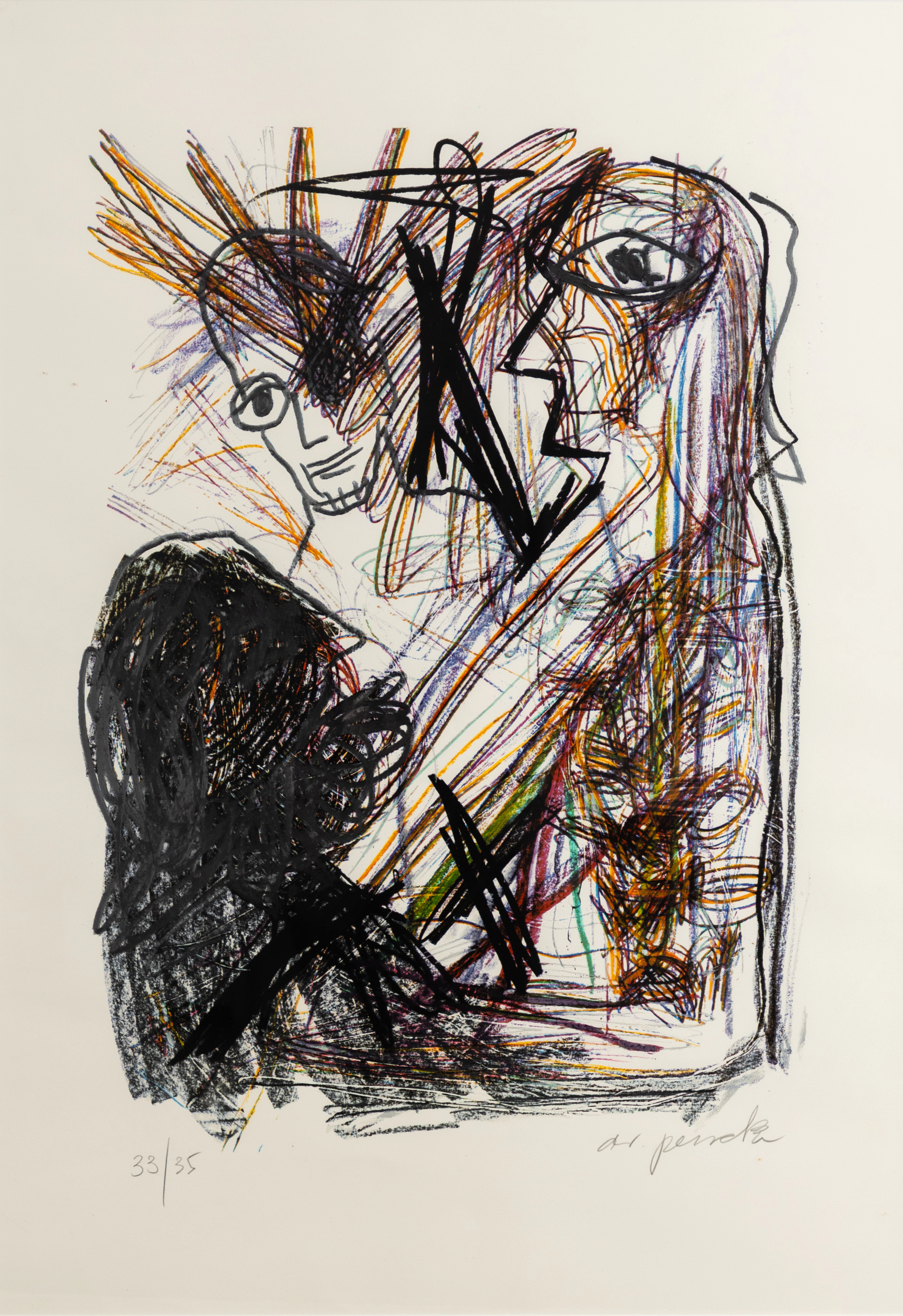 A. R. PENCK (1939-2017). Komposition mit zwei Figuren.