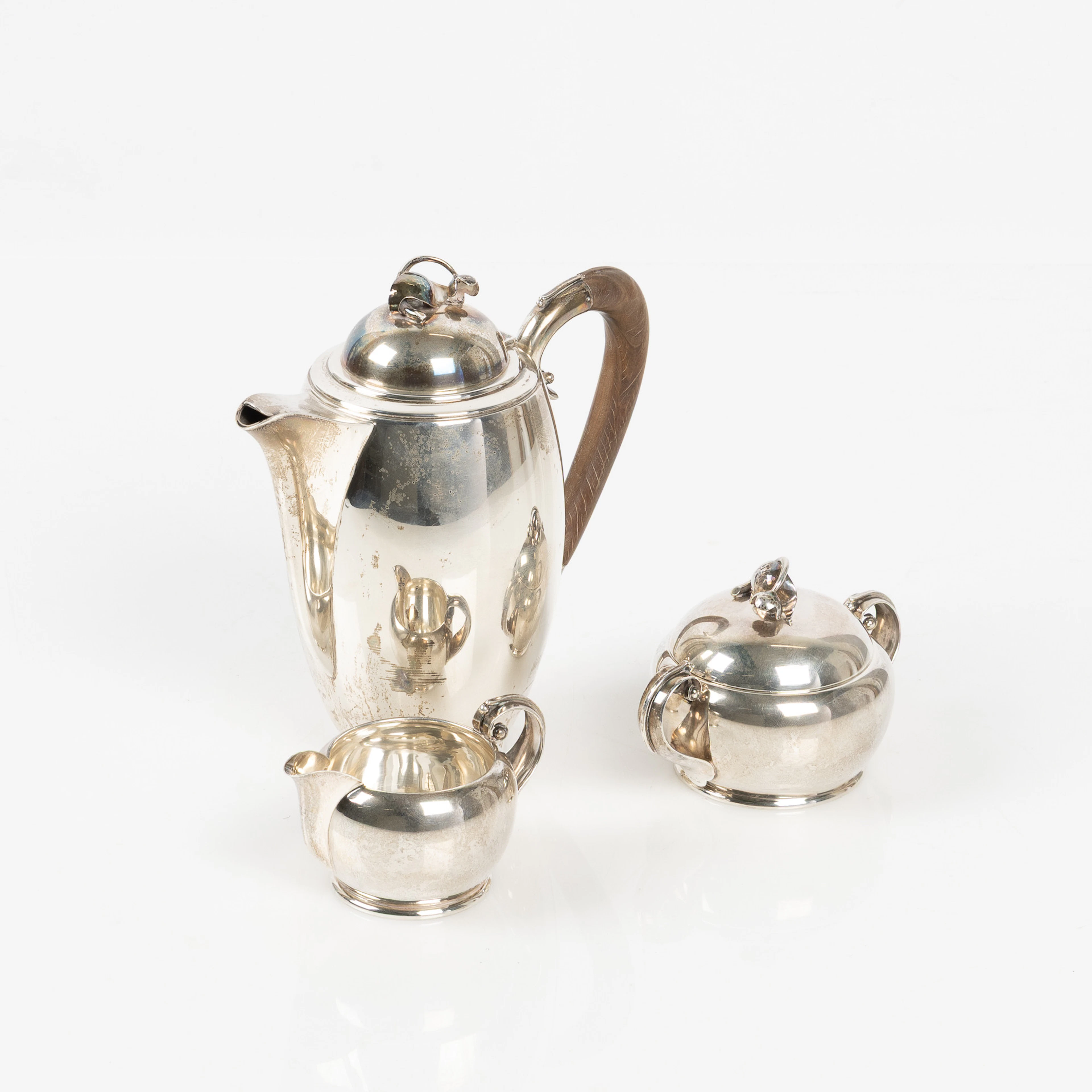 KAFFESERVIS, 3 delar, sterlingsilver, NSK, Nordisk Silverkonst, Helsingborg