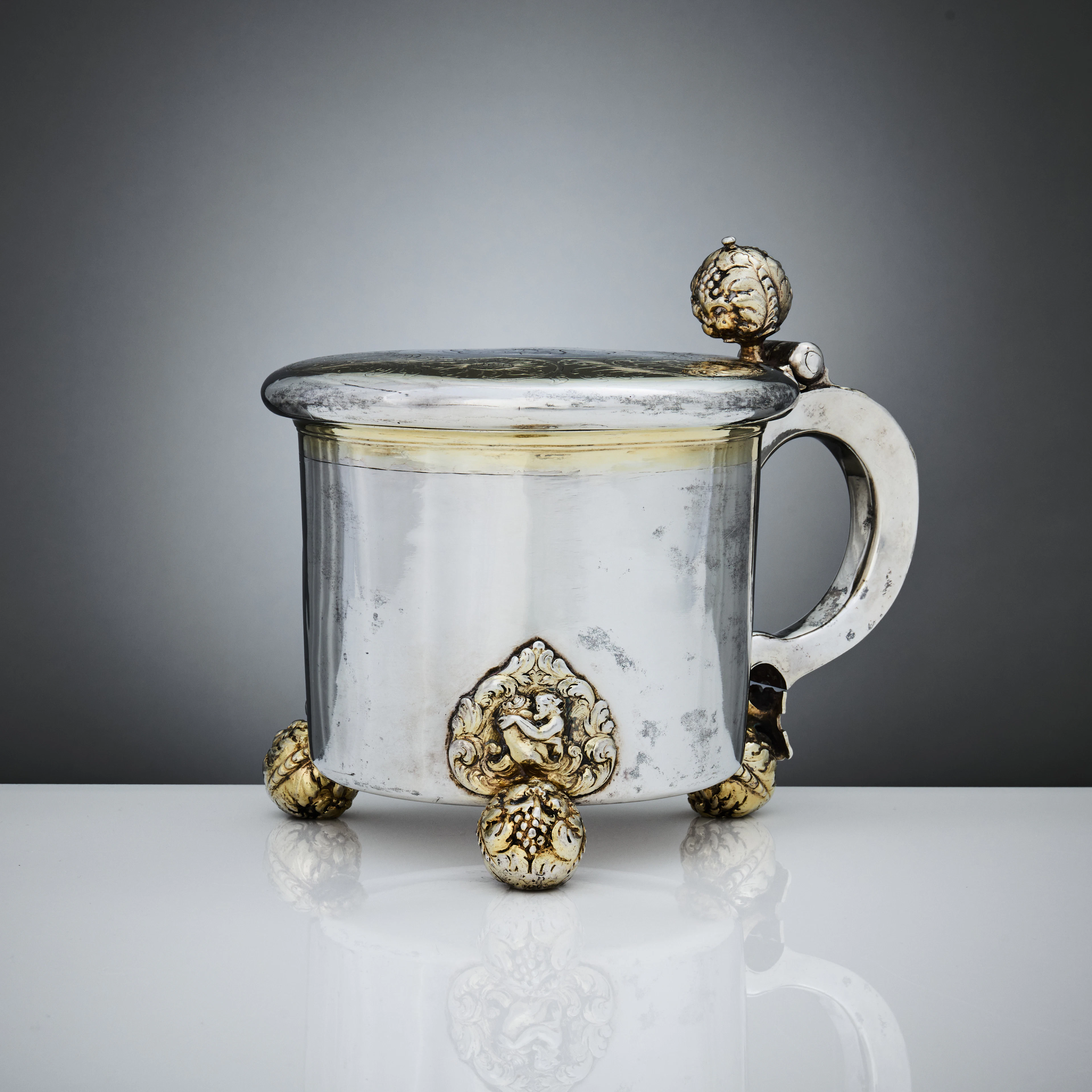 FERDINAND SEHL D. Ä. Dryckeskanna, silver, Stockholm 1689. Karolinsk barock.