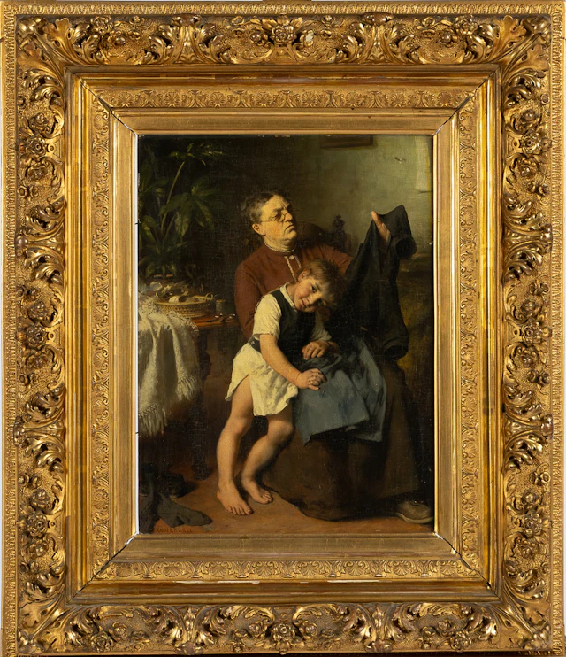 KNUT EKWALL (1843-1912). Interiör, Olja på pannå, signerad.