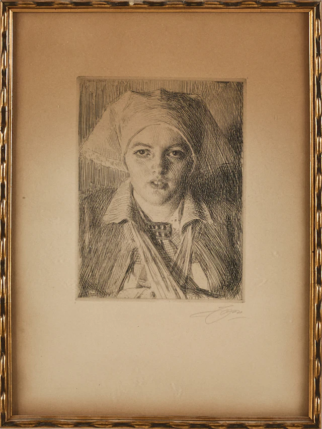 ANDERS ZORN. "Gulli II" etsning, 1918, signerad med blyerts.