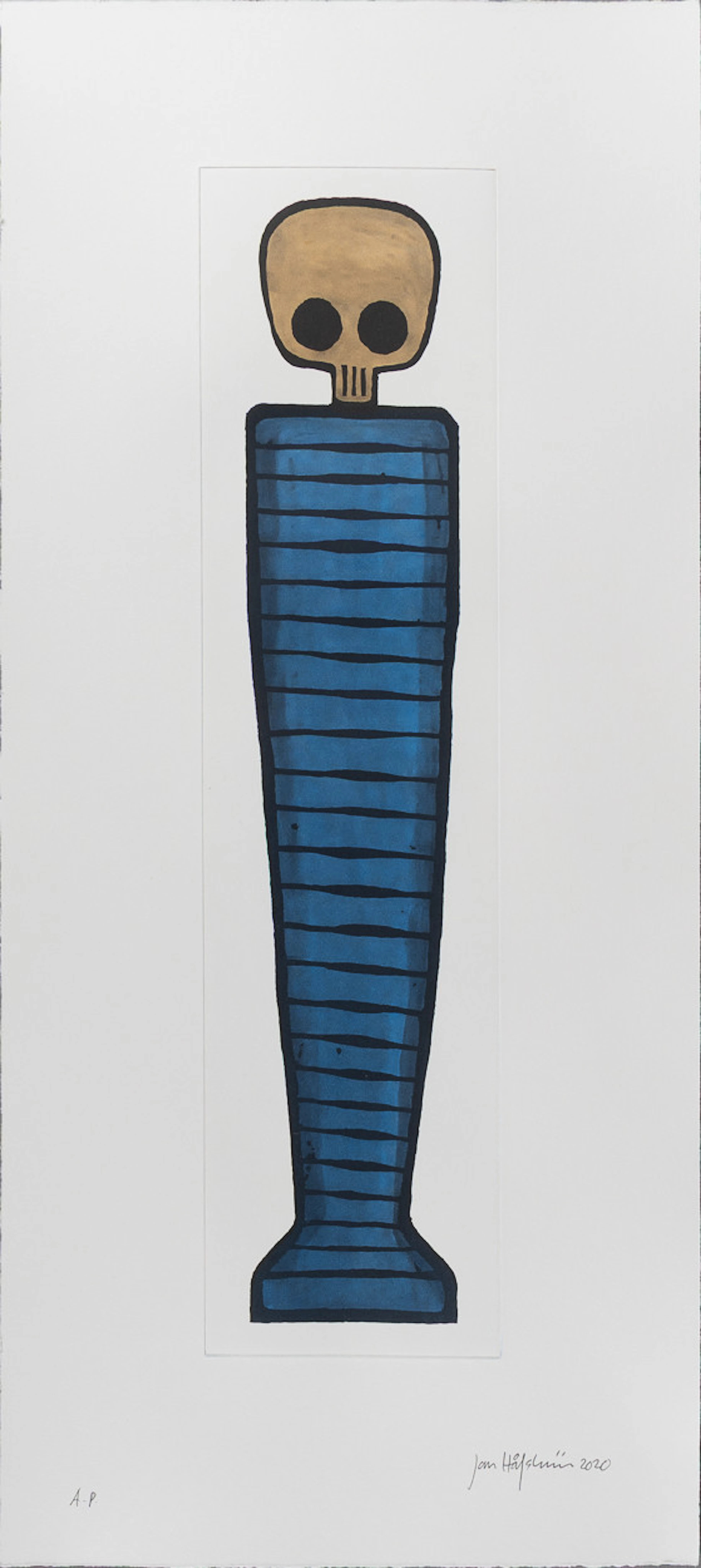 JAN HÅFSTRÖM (1937). "The Mummy Blue", färgetsning, oramat blad.