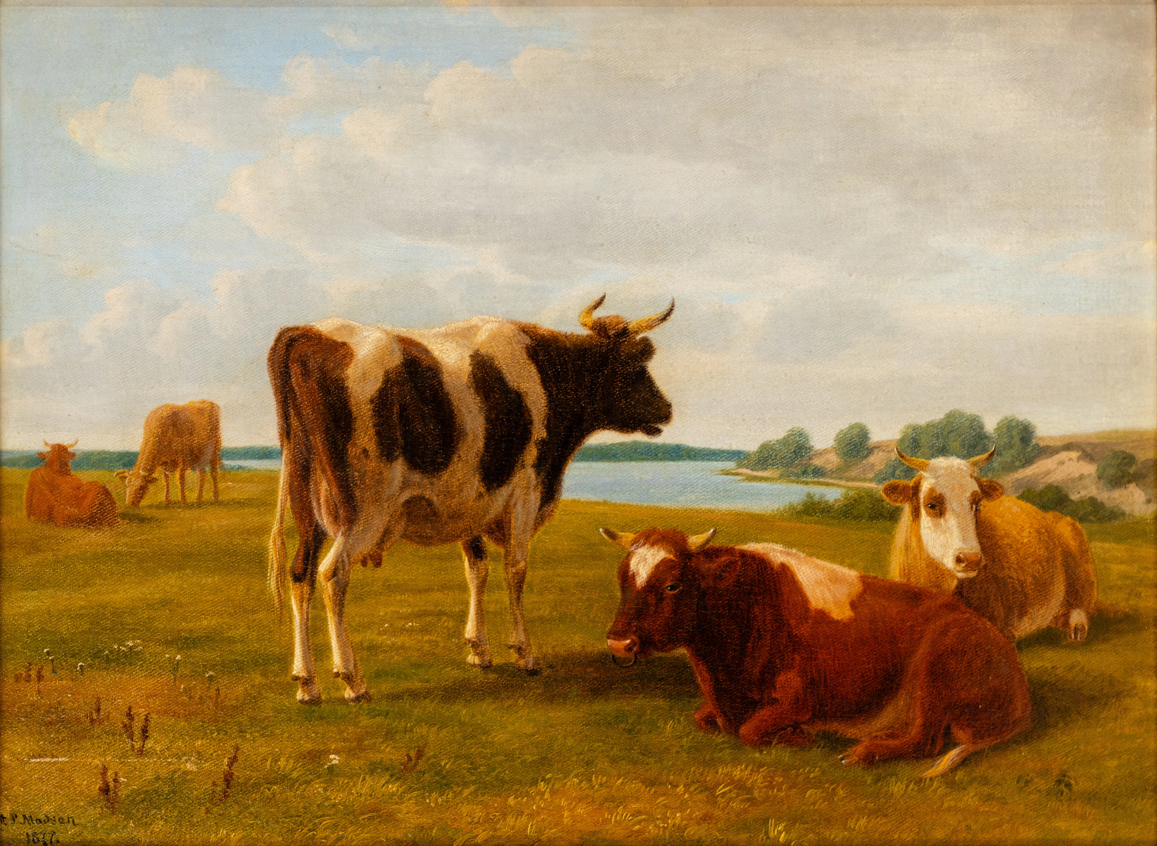 ANDREAS PETER MADSEN (1822-1911). Kühe auf der Weide.