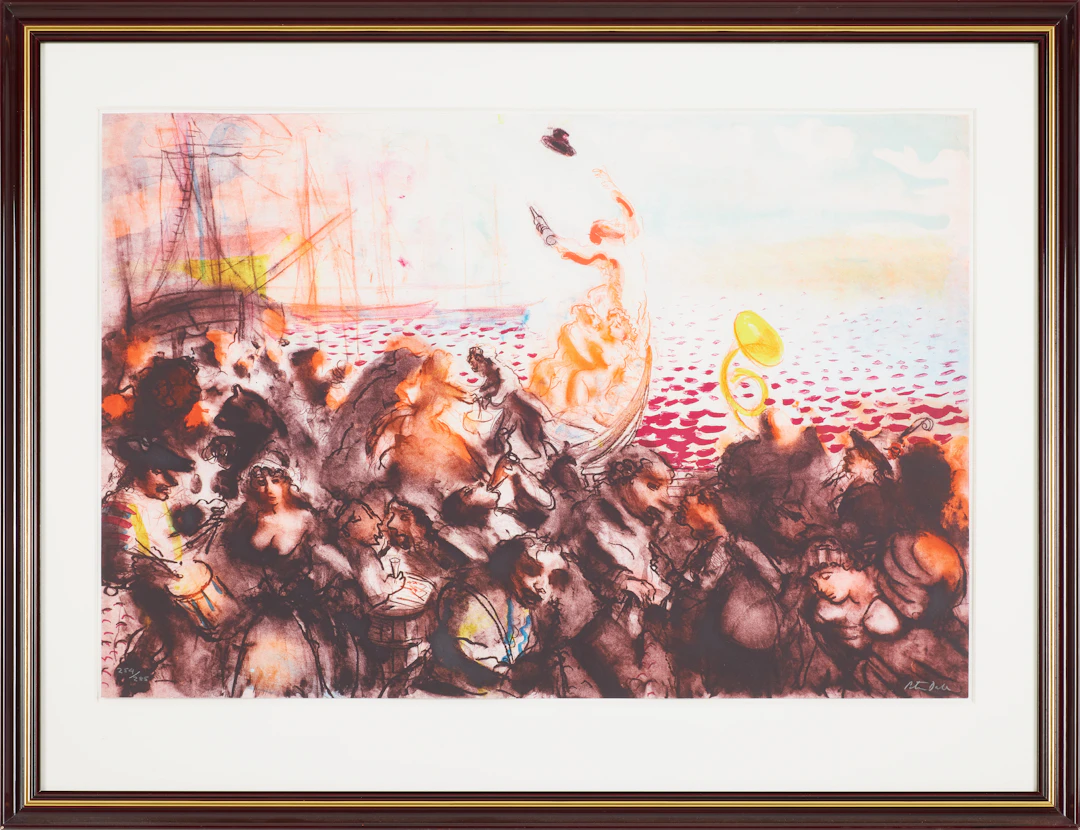PETER DAHL. "Stolta stad", färglitografi, signerad och numrerad 254/285.