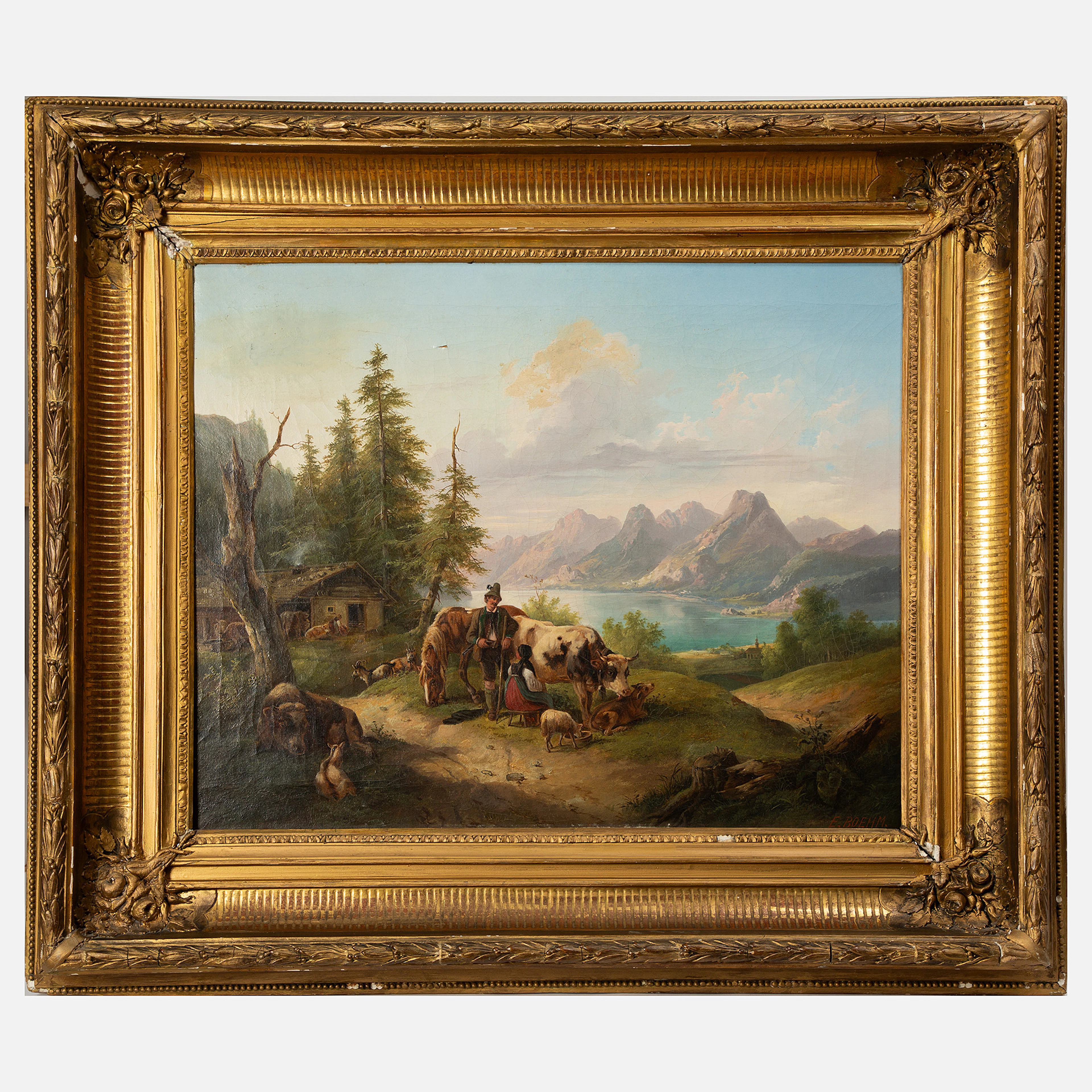 EDUARD BOEHM. Olja på duk, signerad, 1800-tal.
