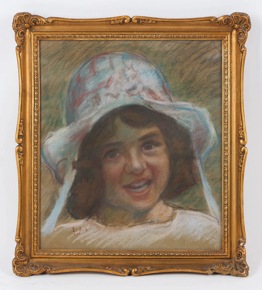 ERIK JUSELIUS (1891-1948). Glad flicka, signerad, pastellmålning.