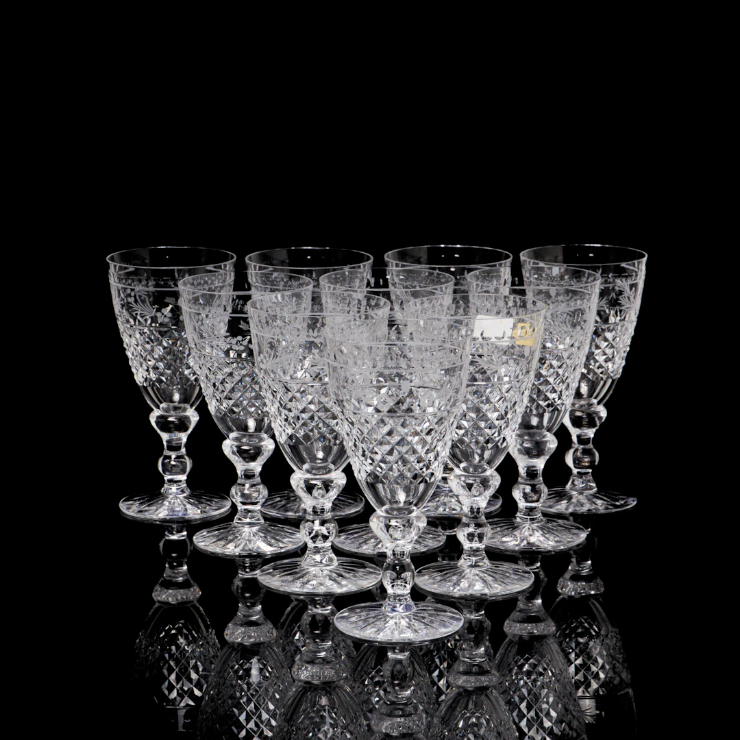 FRITZ KALLENBERG. VINGLAS, 10 st, "Elvira Madigan", glas, slipad dekor