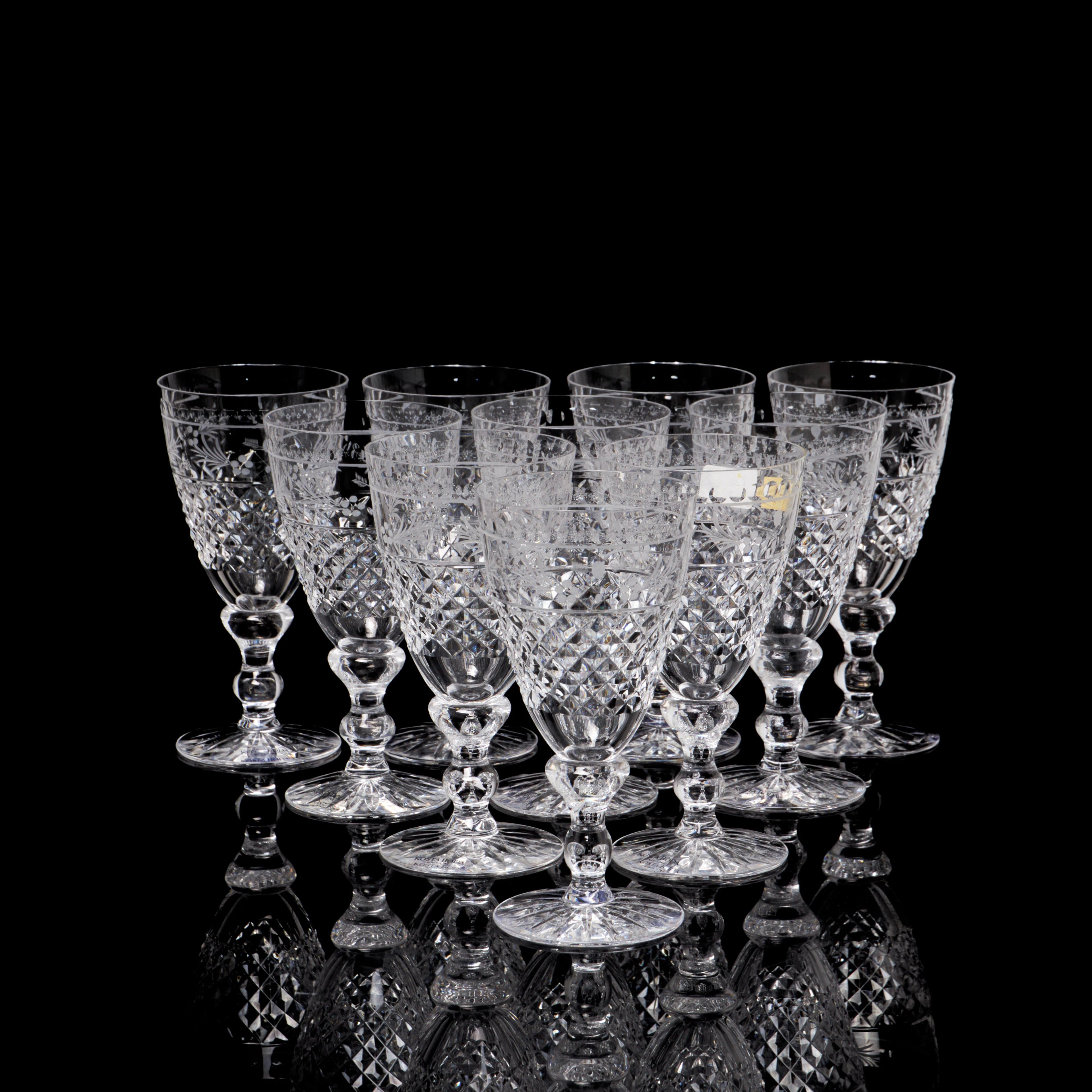 FRITZ KALLENBERG. VINGLAS, 10 st, "Elvira Madigan", glas, slipad dekor