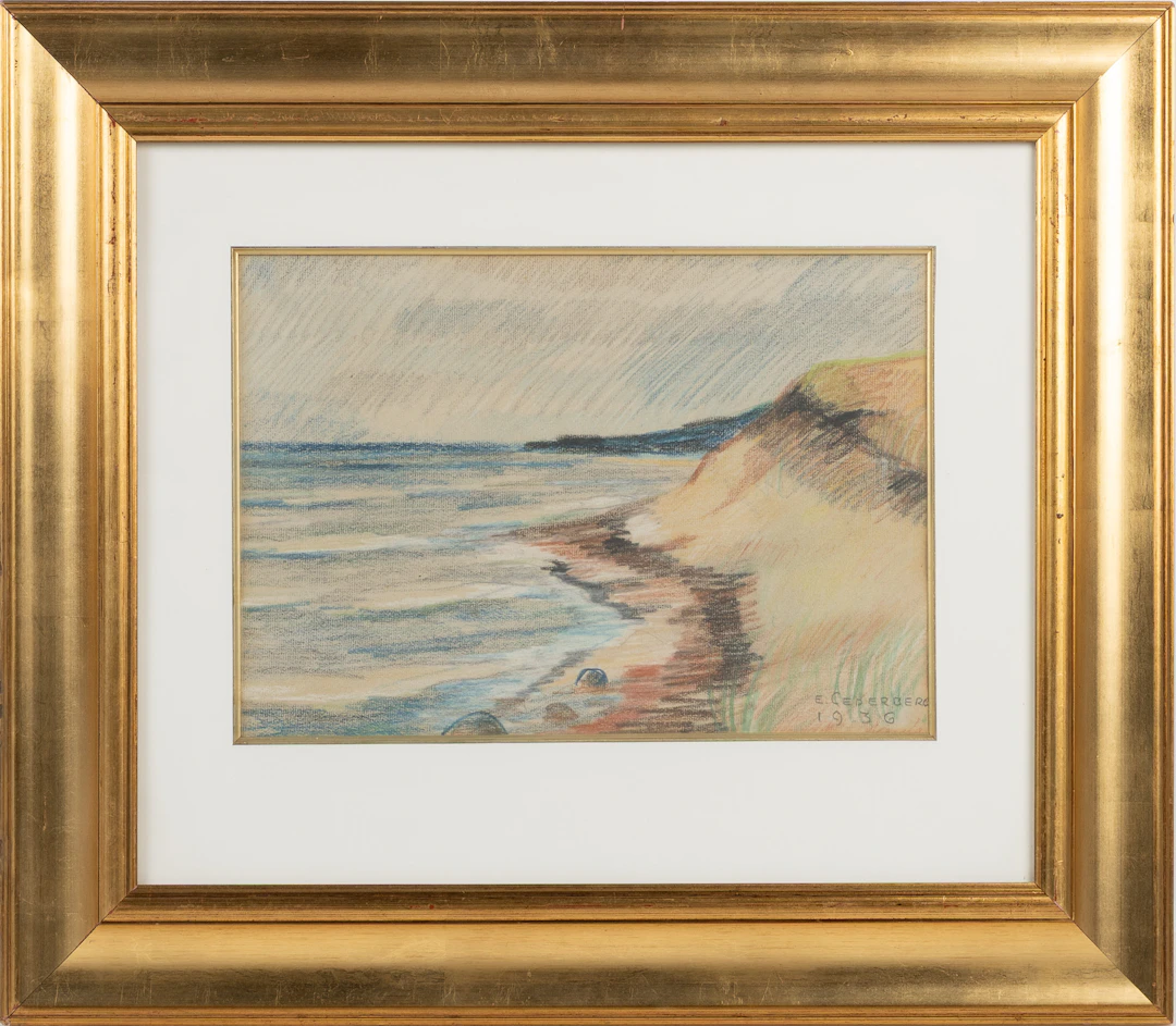 ERIC CEDERBERG. Pastell på papper, "Kustlandskap", signerad samt daterad 1936.