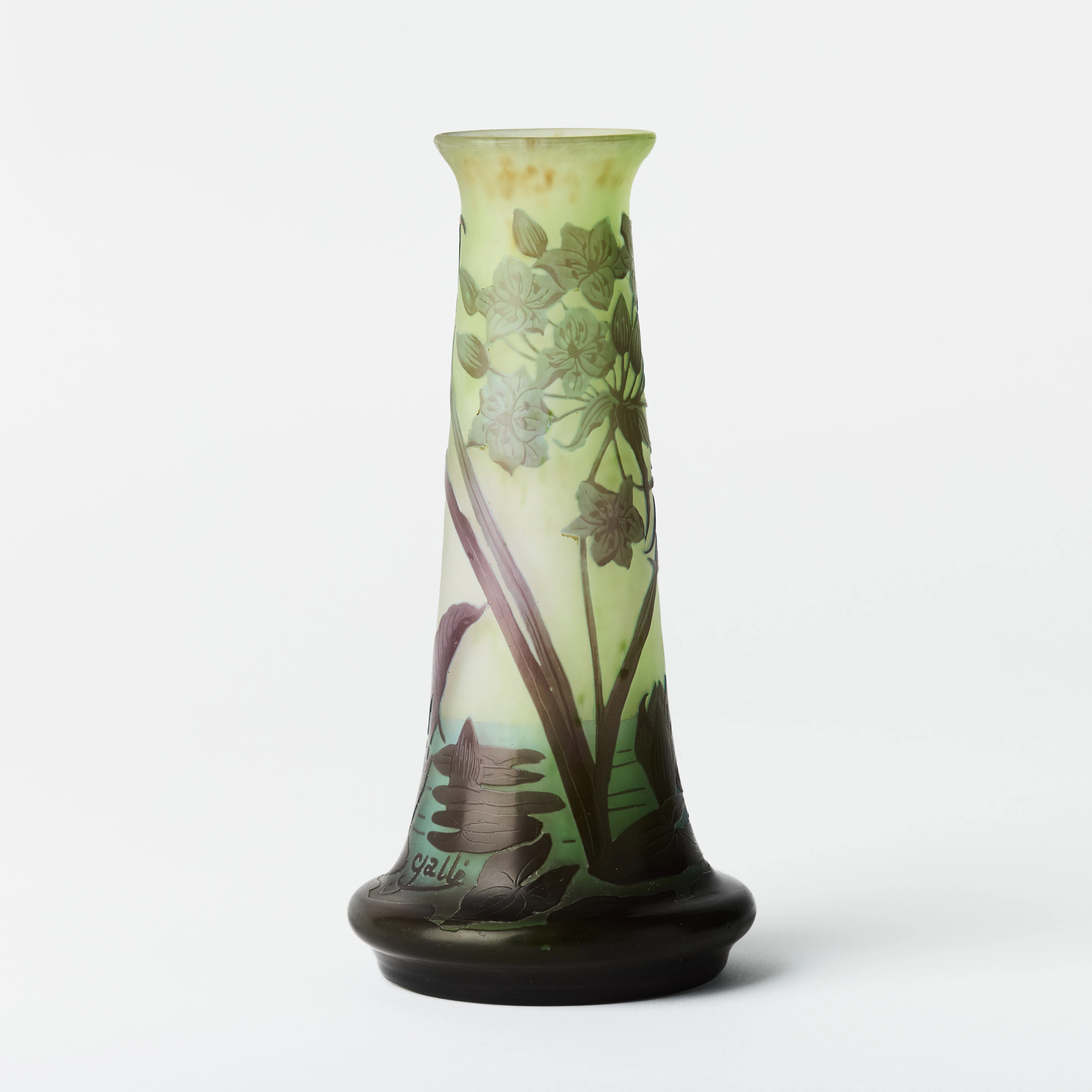 ÉMILE GALLÉ. Vas, Nancy, Frankrike, Art Nouveau, överfång i violett