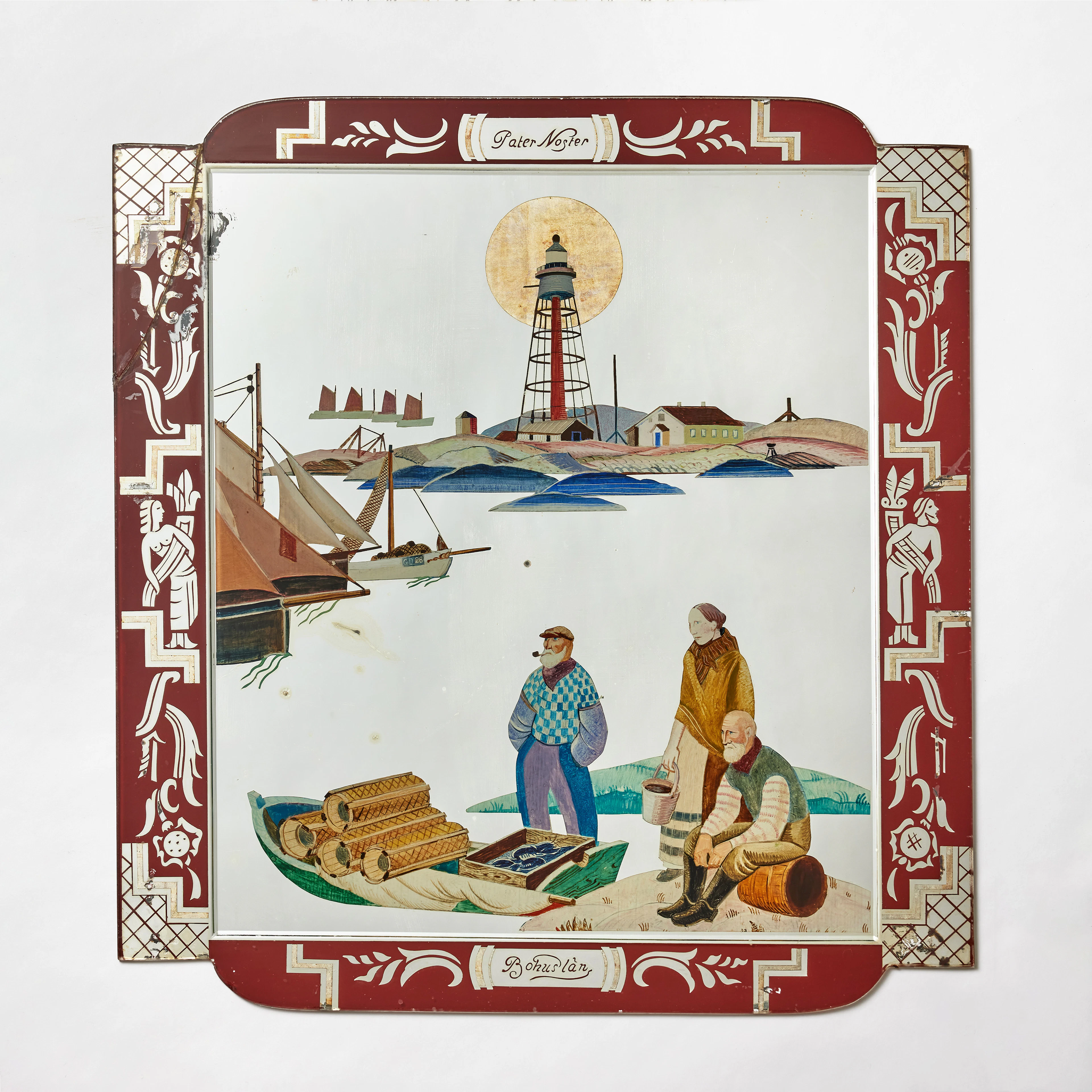 GUNNAR STRÖM. "Pater Noster", spegelmålning, från interiören på M/S