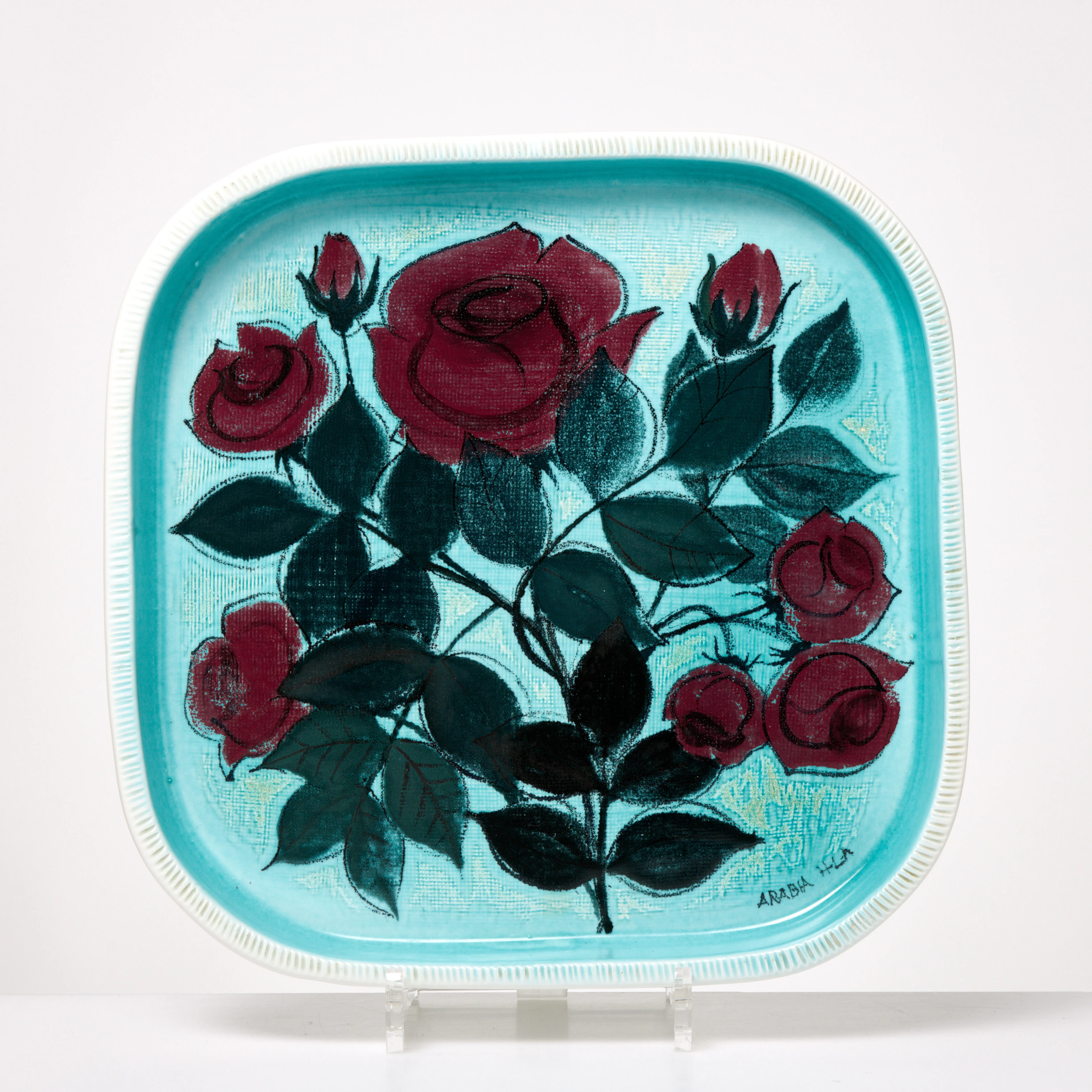 HILKKA-LIISA AHOLA. Fat, dekor av rosor, monogramsignerad, Arabia.