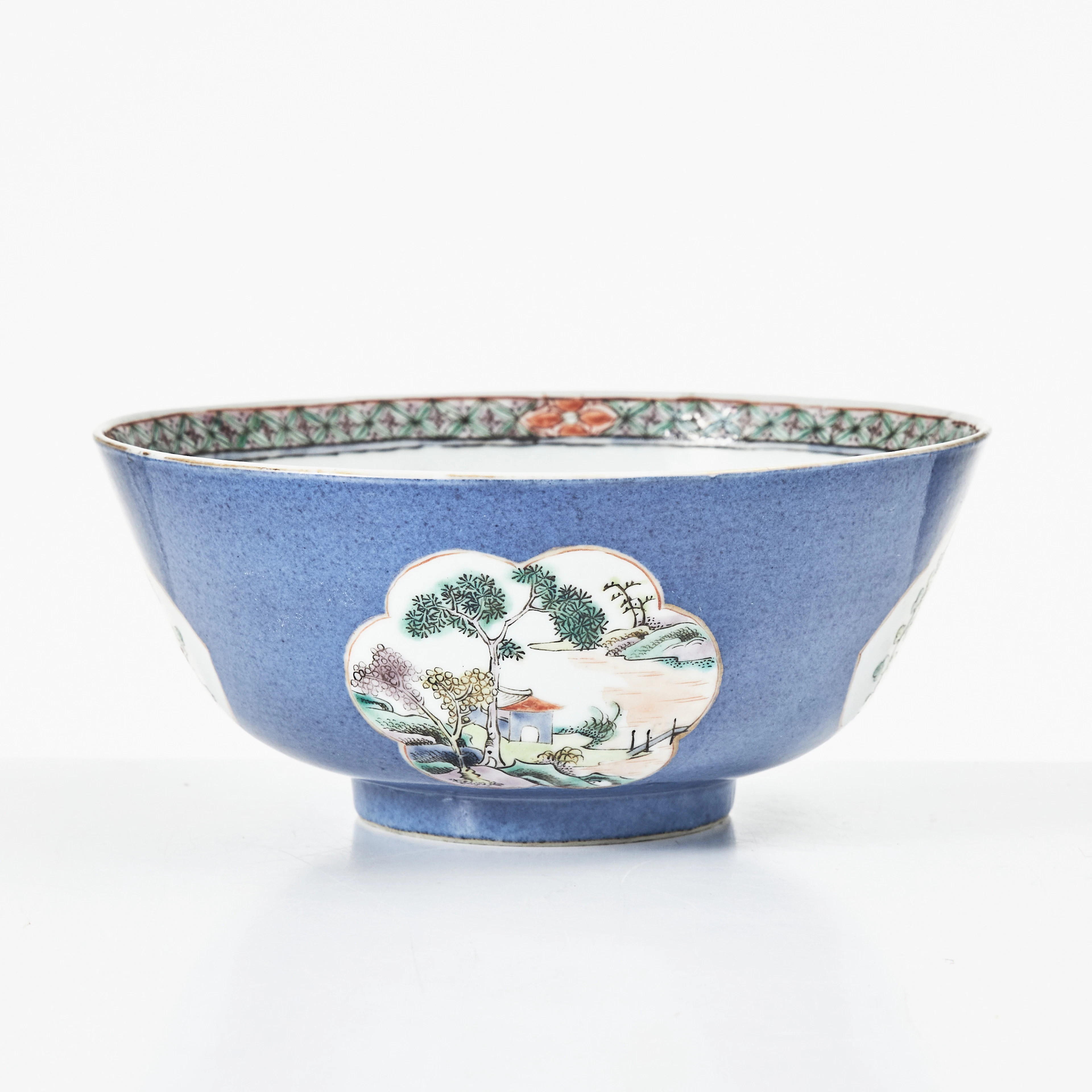 SKÅL, porslin, Kina, 1800-talets slut, powder blue, dekor med kartuscher