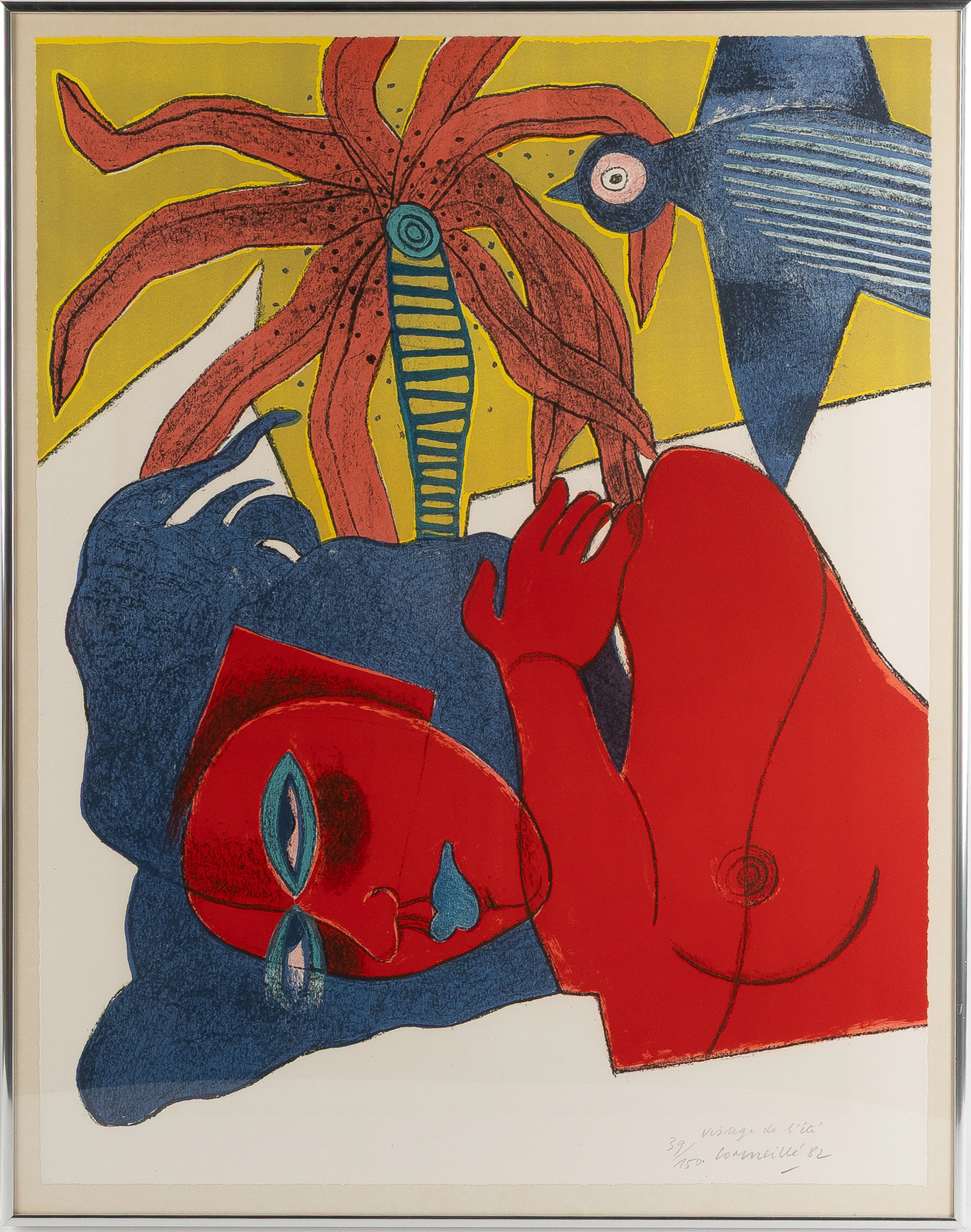BEVERLOO CORNEILLE. "Visage de l'été", färglitografi, signerad -82.