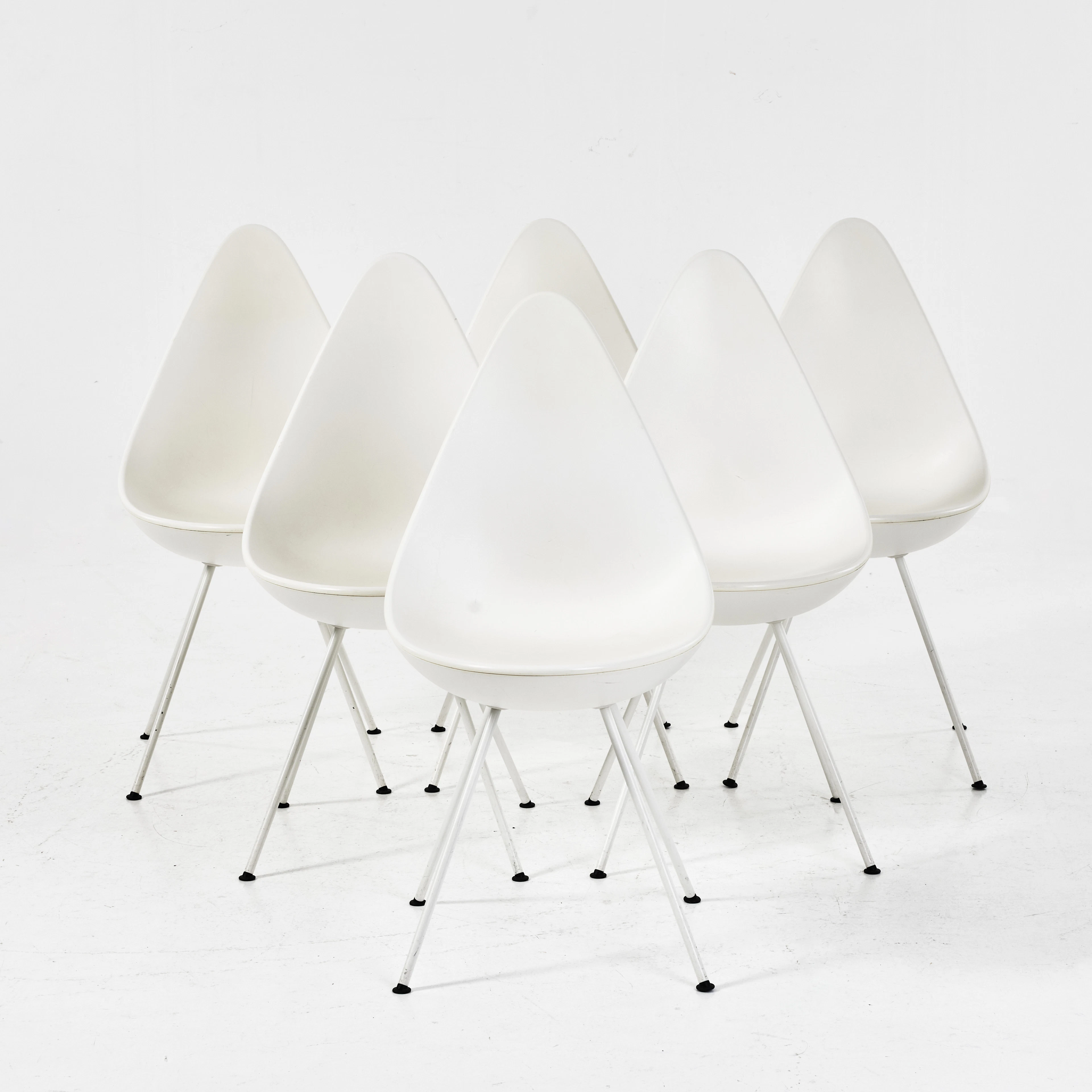 ARNE JACOBSEN. "Droppen", stolar, 6 st, Republic of Fritz Hansen