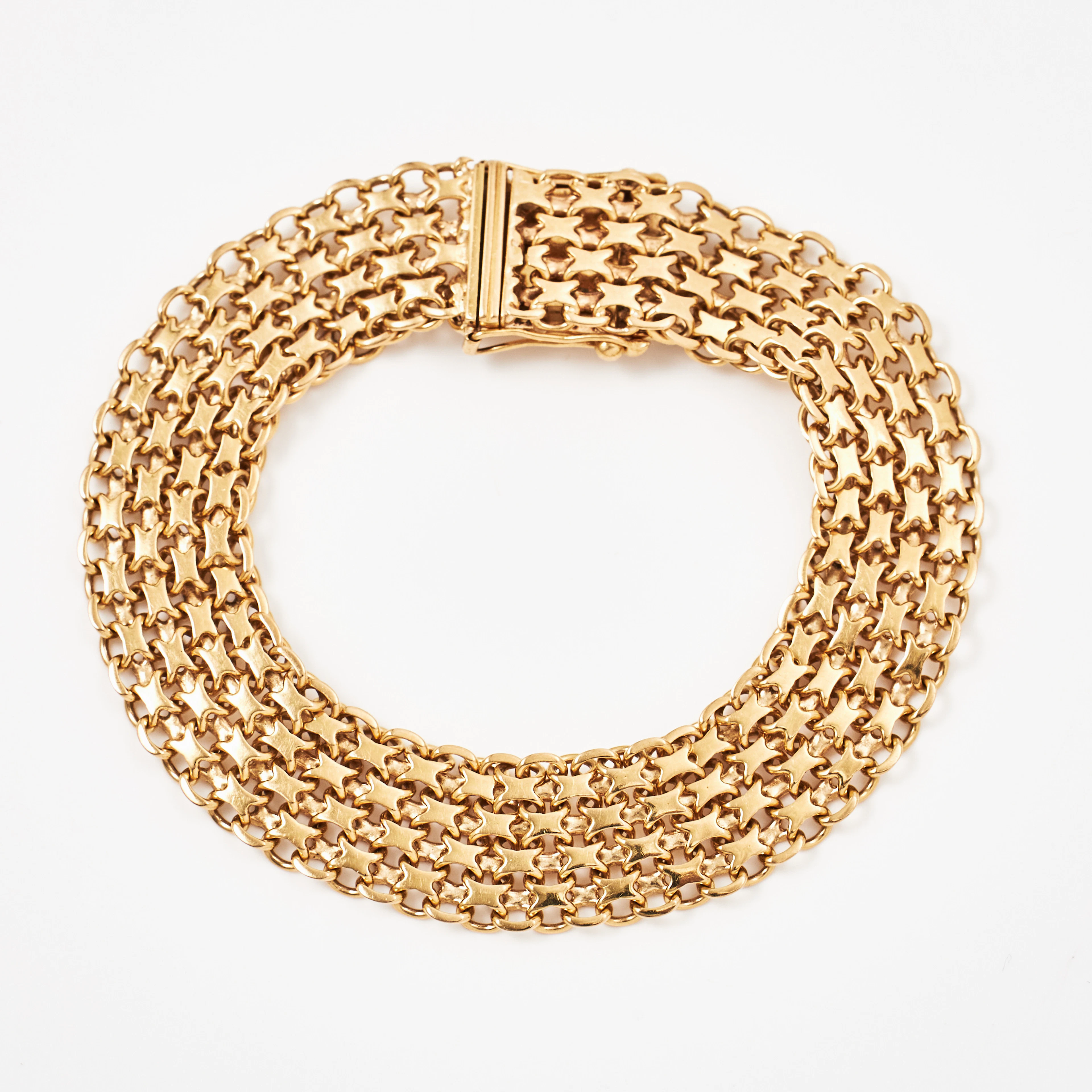 ARMBAND, 18 k guld, x-länk, Gunnar Bermar HB, Stockholm 1956.