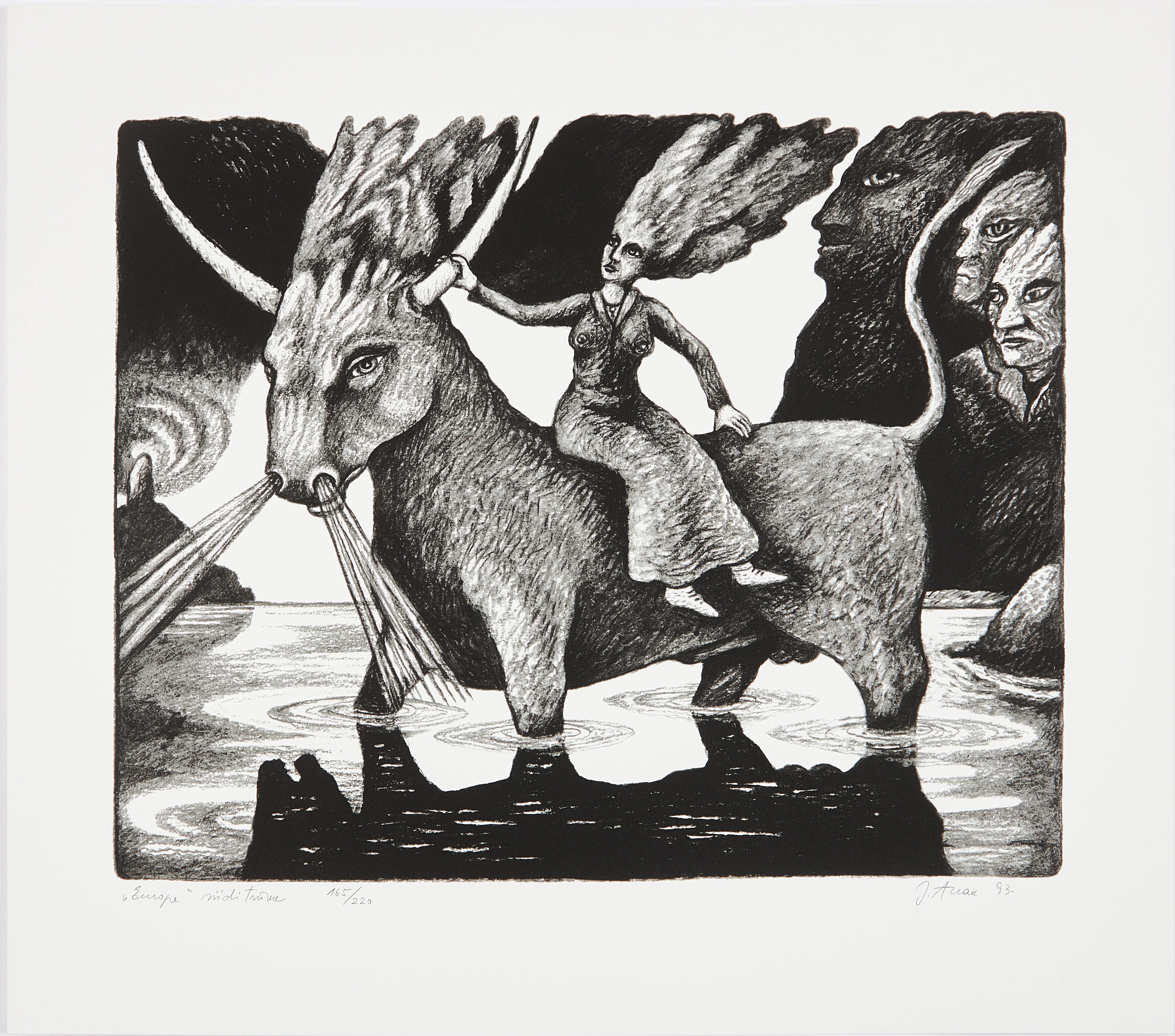 JÜRI ARRAK. "Europa", serigrafi, signerad J Arrak -93, 165/220.