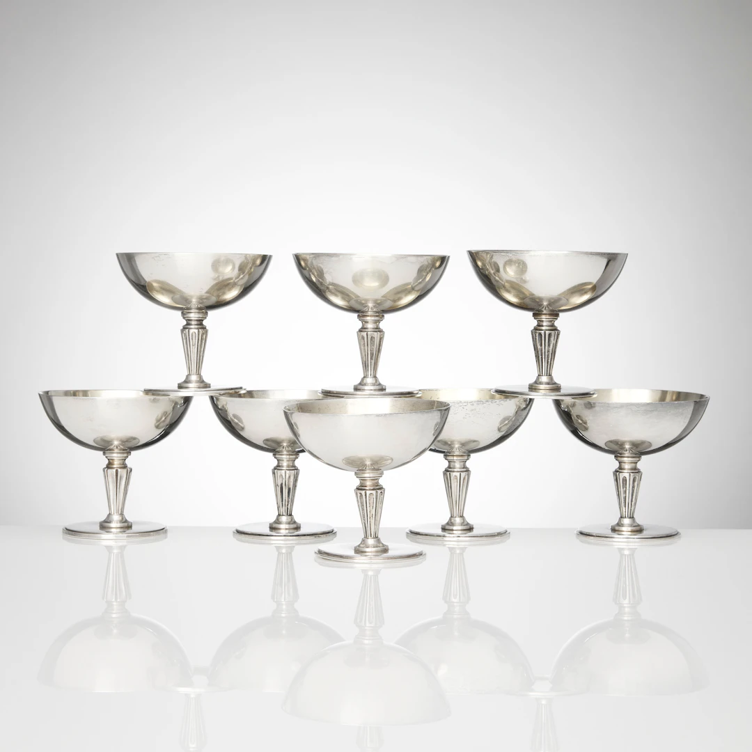 ERIK FLEMING. Cocktailglas, åtta stycken, sterlingsilver, Atelier