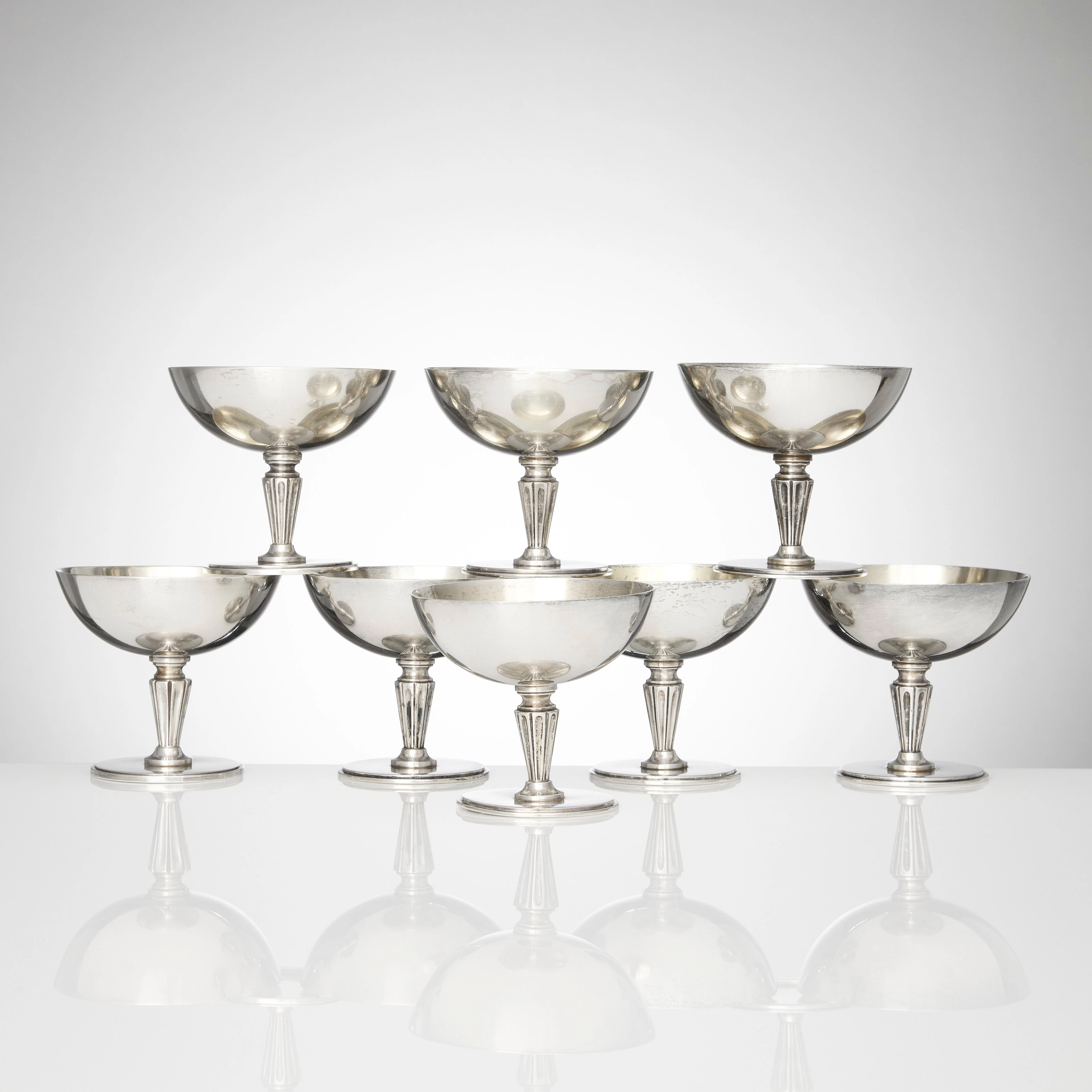 ERIK FLEMING. Cocktailglas, åtta stycken, sterlingsilver, Atelier