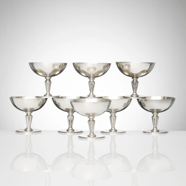 ERIK FLEMING. Cocktailglas, åtta stycken, sterlingsilver, Atelier