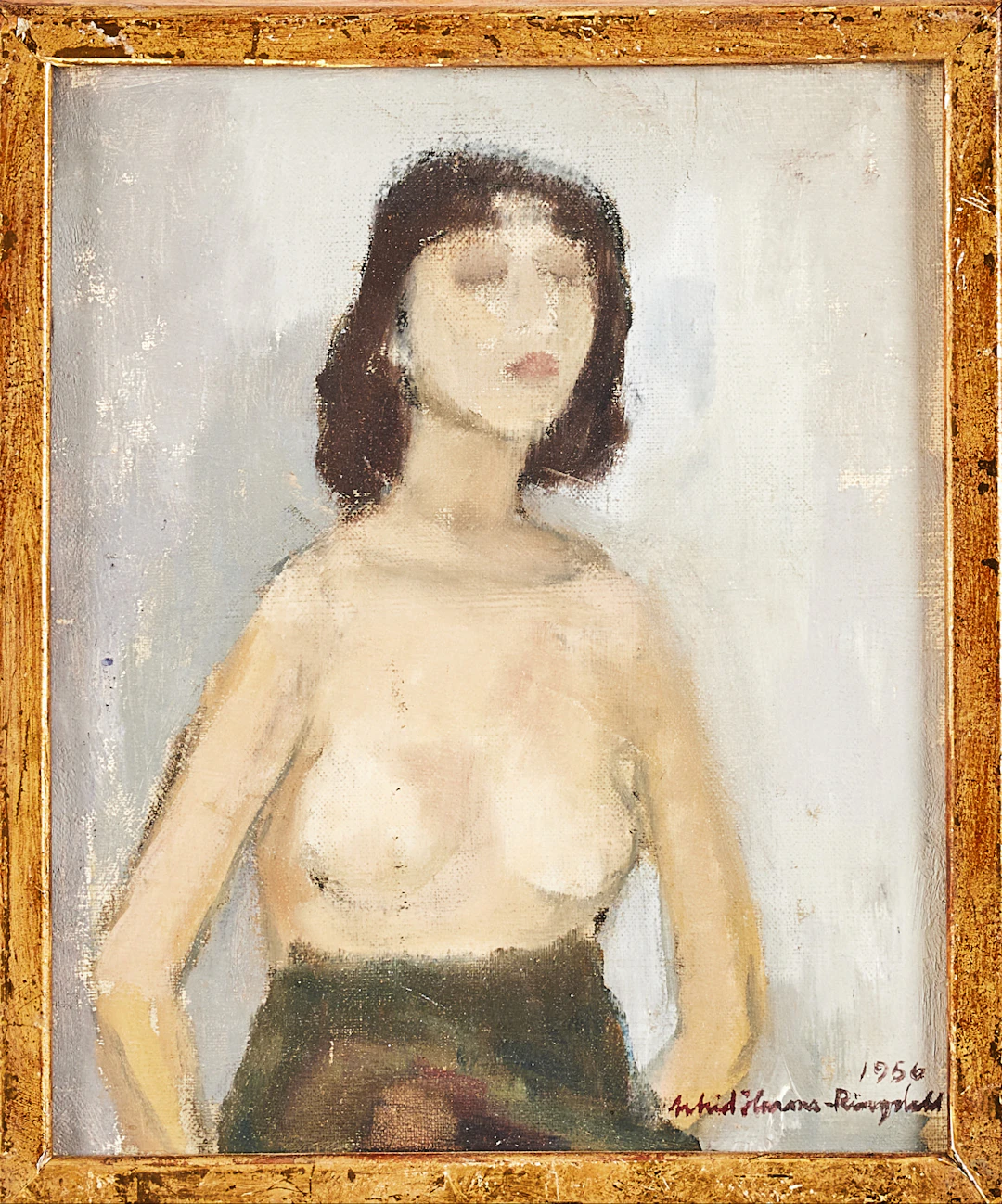 ASTRID HARMS-RINGDAHL. Modellstudie, olja på duk, signerad och daterad 1956.