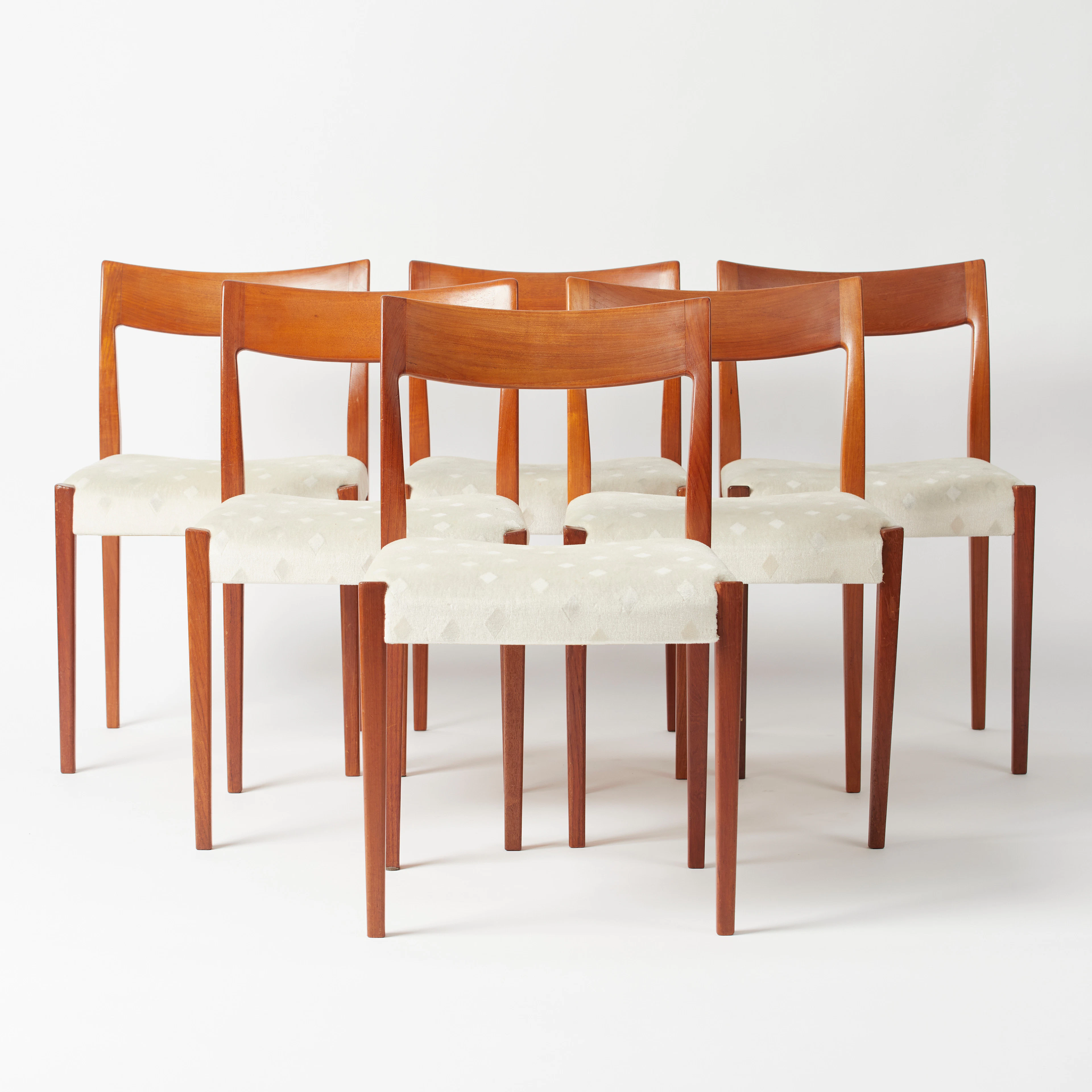 YNGVE EKSTRÖM. Troeds, Set Stühle, Modell 'Kontiki', Teakholz, Velourstoff