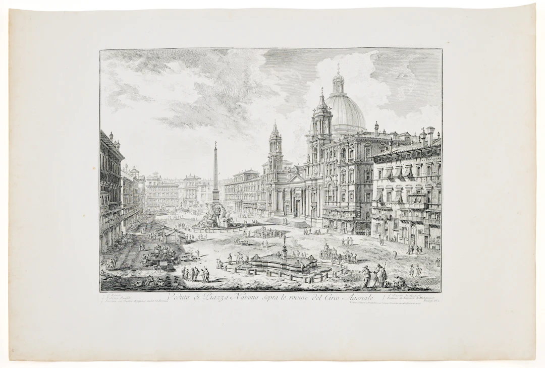 GIOVANNI BATTISTA PIRANESI. "Veduta di Piazza Navona sopra le Rovine
