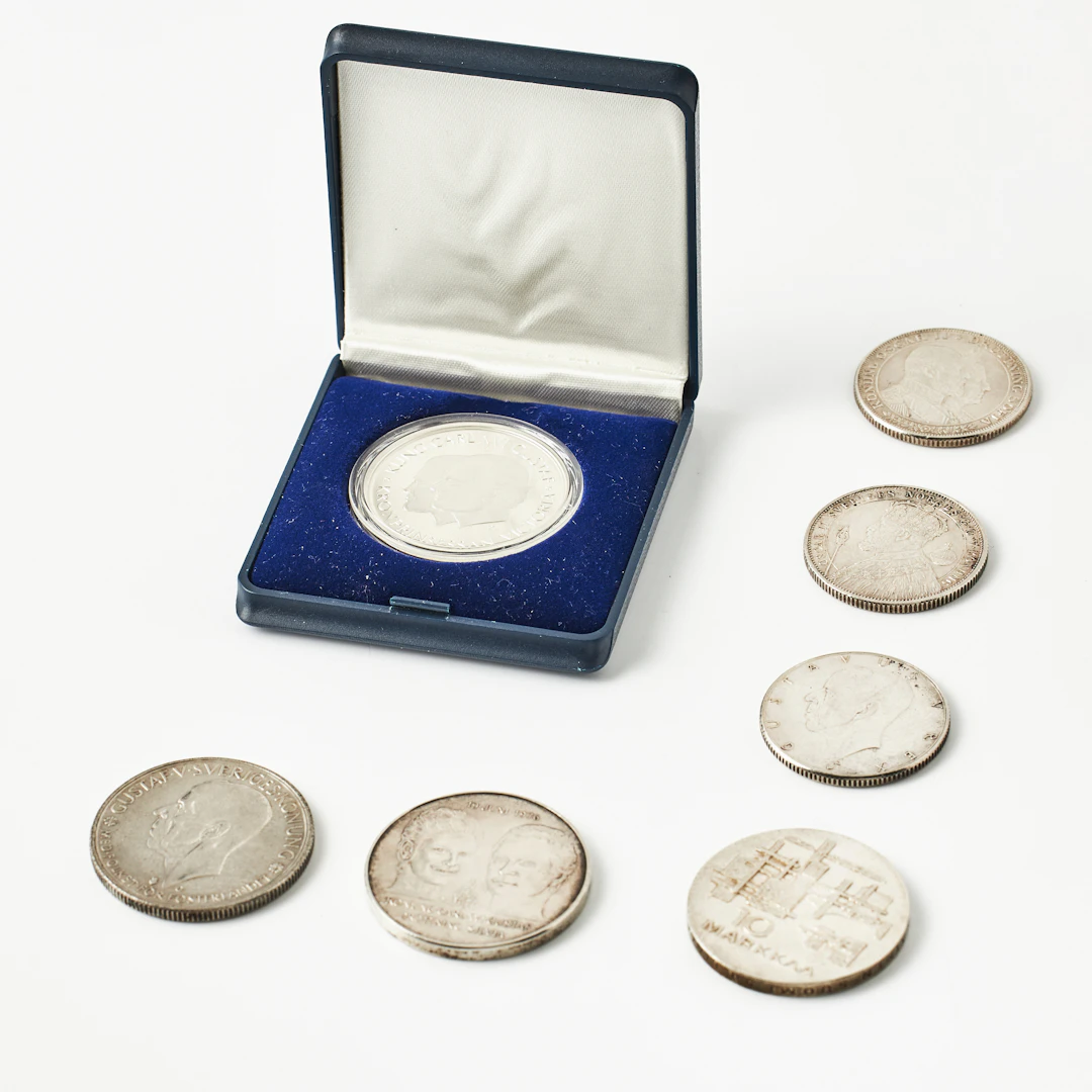 JUBILEUMS/MINNESMYNT, 7 st, silver 800 samt 900 resp. sterlingsilver