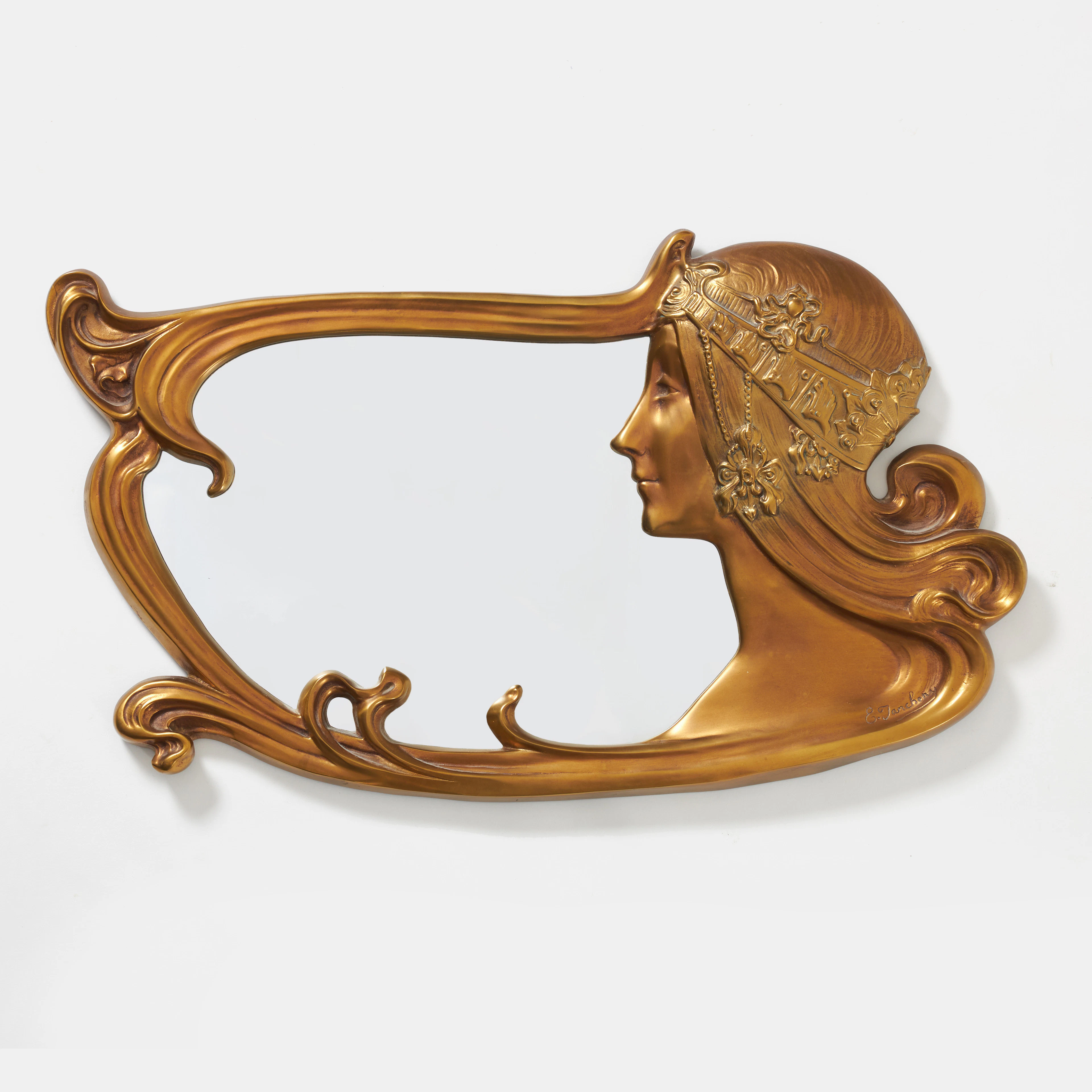 CHARLES EMILE JONCHERY (1873-1937). Spegel, "Tête Byzantine mirror"