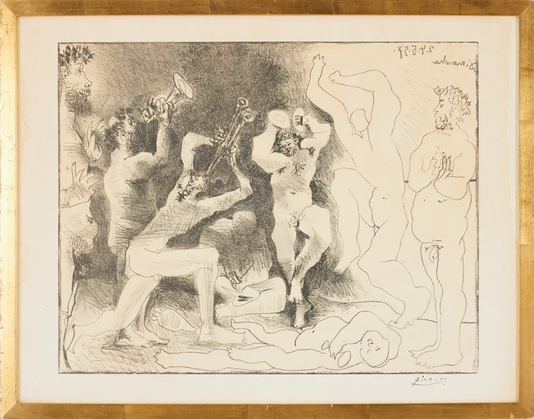 PABLO PICASSO. "La danse des Faunes", litografi, signerad i trycket, 1957.