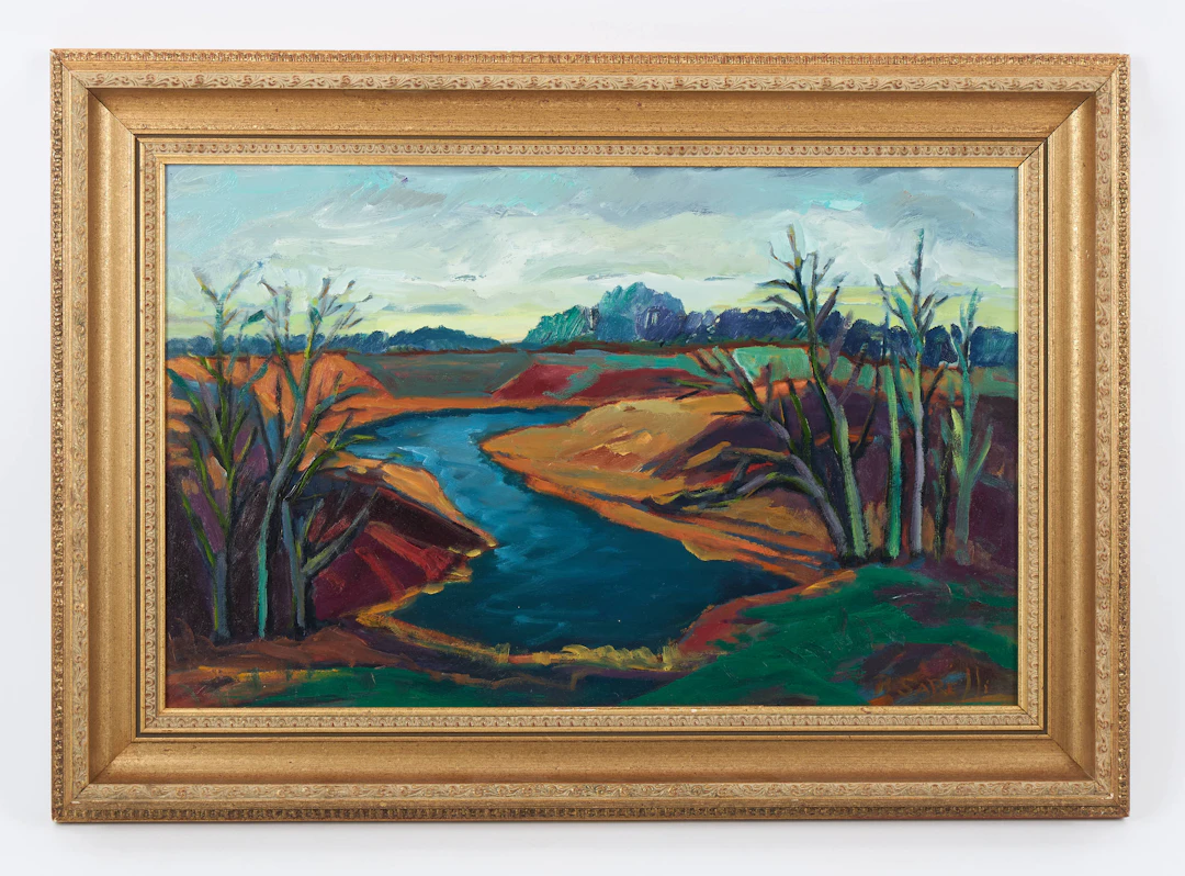 PAAVO SARELLI (1924-2007). "Flodens krök", signerad, olja på pannå.