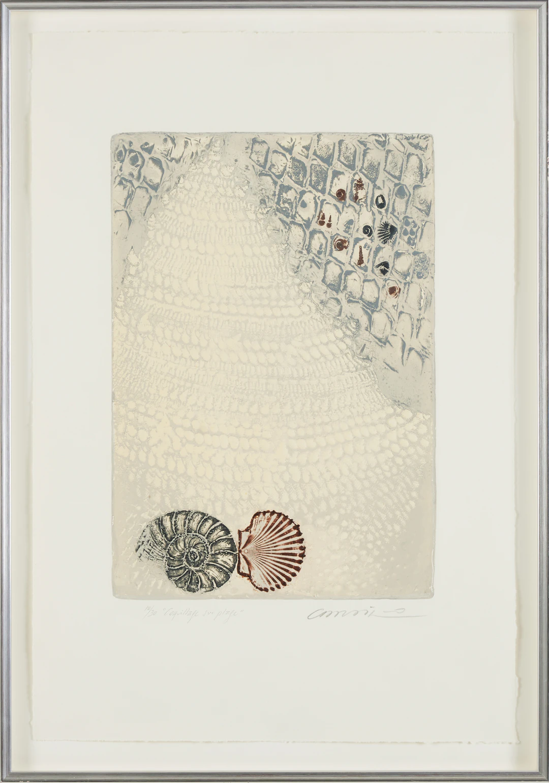 RIMER CARDILLO URUGUAY (FÖDD 1944). "Coquillage sur plage, färgetsning.