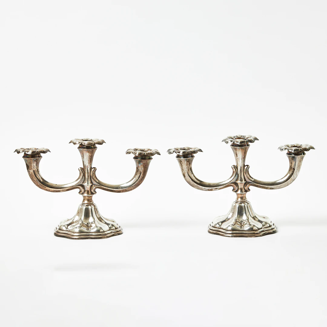 KANDELABRAR, ett par, silver, C G Hallberg, Stockholm 1934.