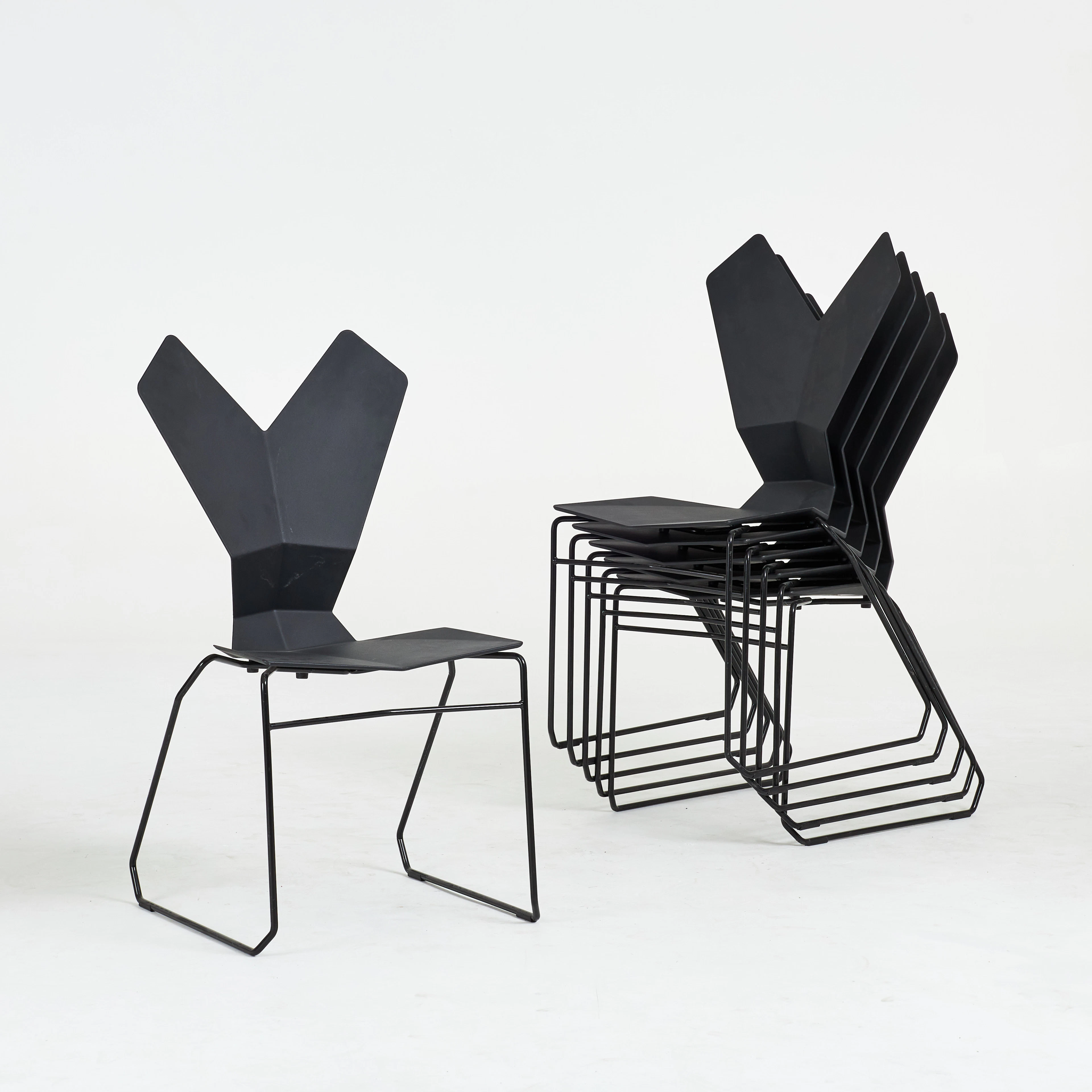 TOM DIXON. Stolar, 6 st., "Y Chair", metall/akrylplast.