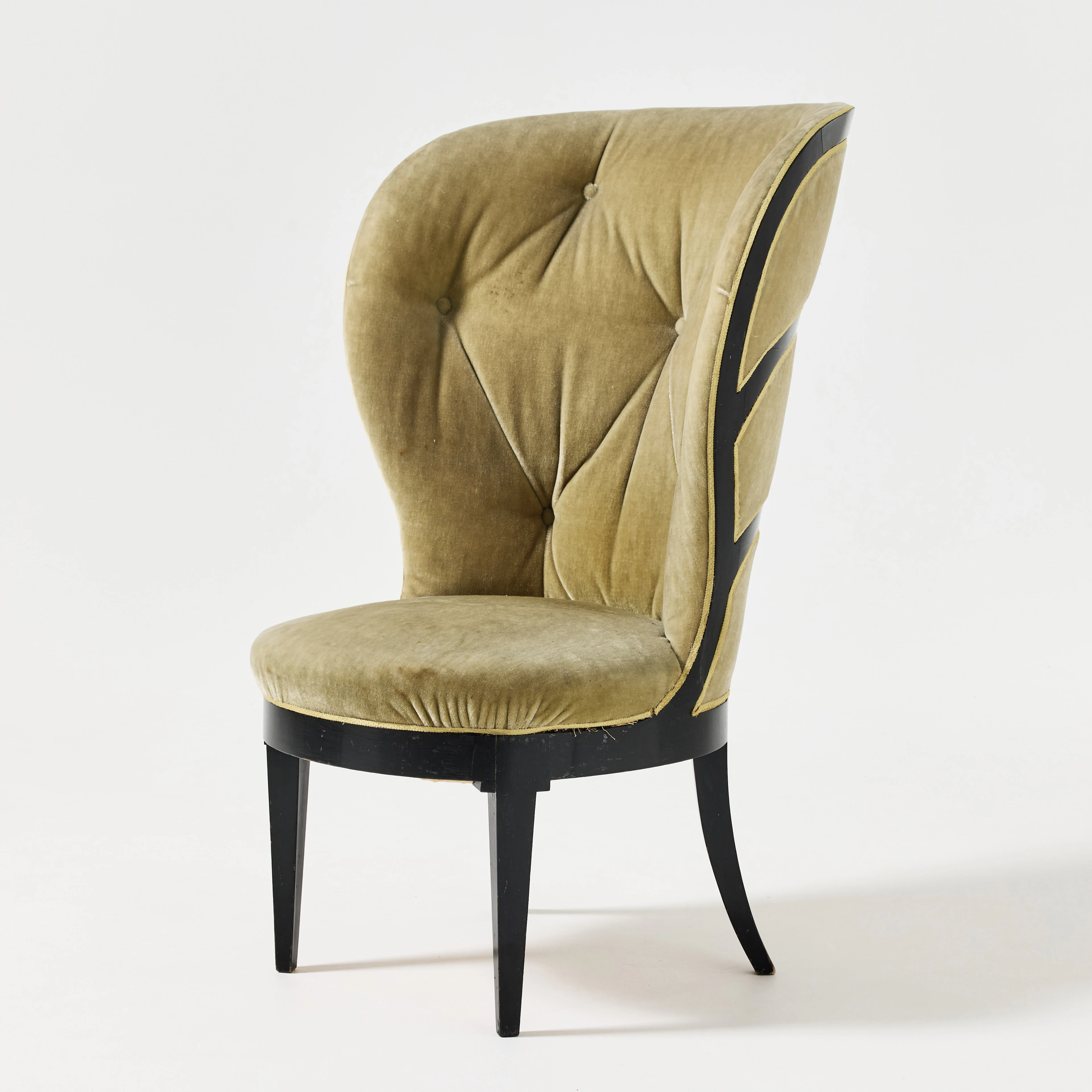 UNO ÅHRÉN. Fåtölj, Mobilia, Malmö, omkring 1925, Swedish Grace, svartlackerat