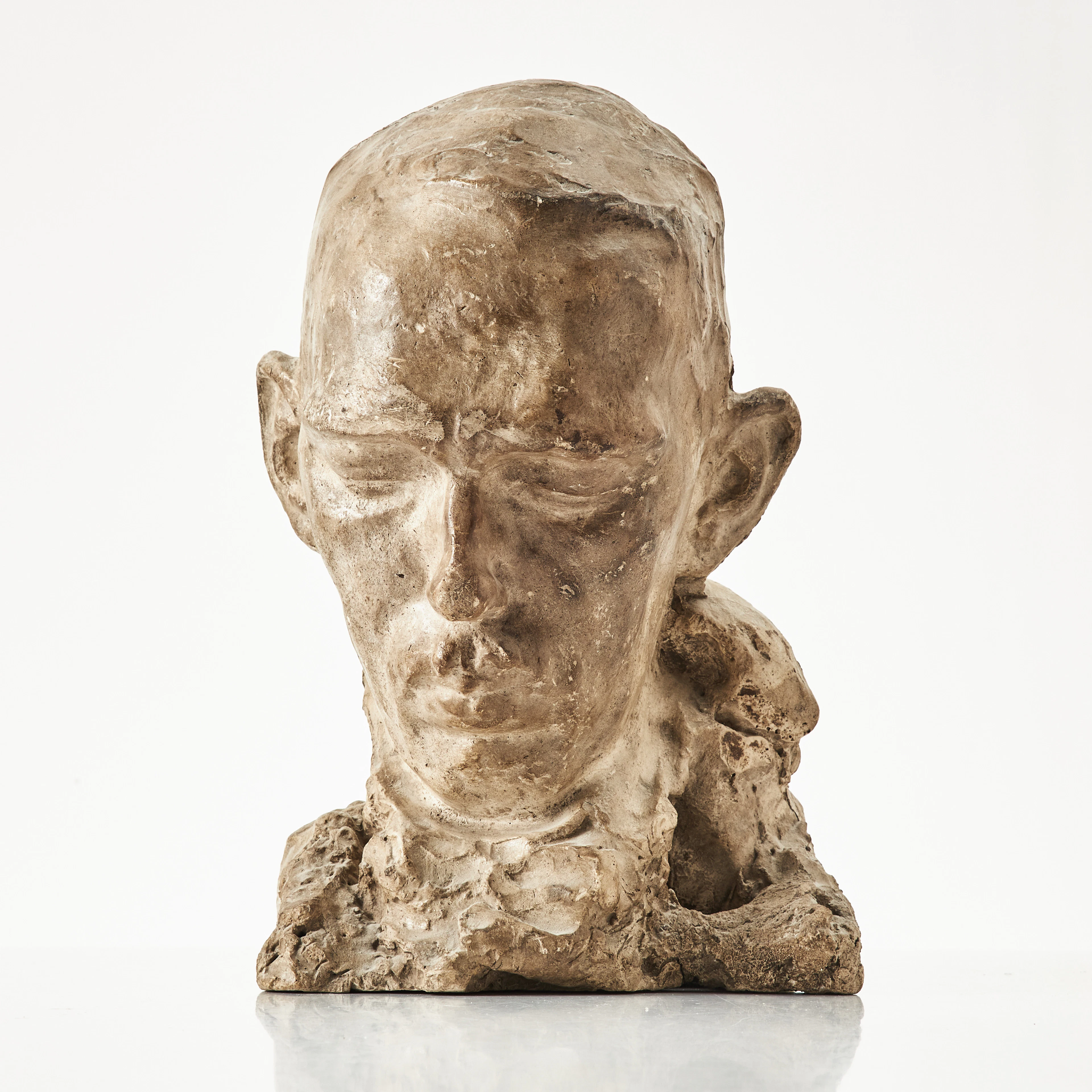 CARL MILLES. Skulptur, patinerad gips, föreställande författaren och