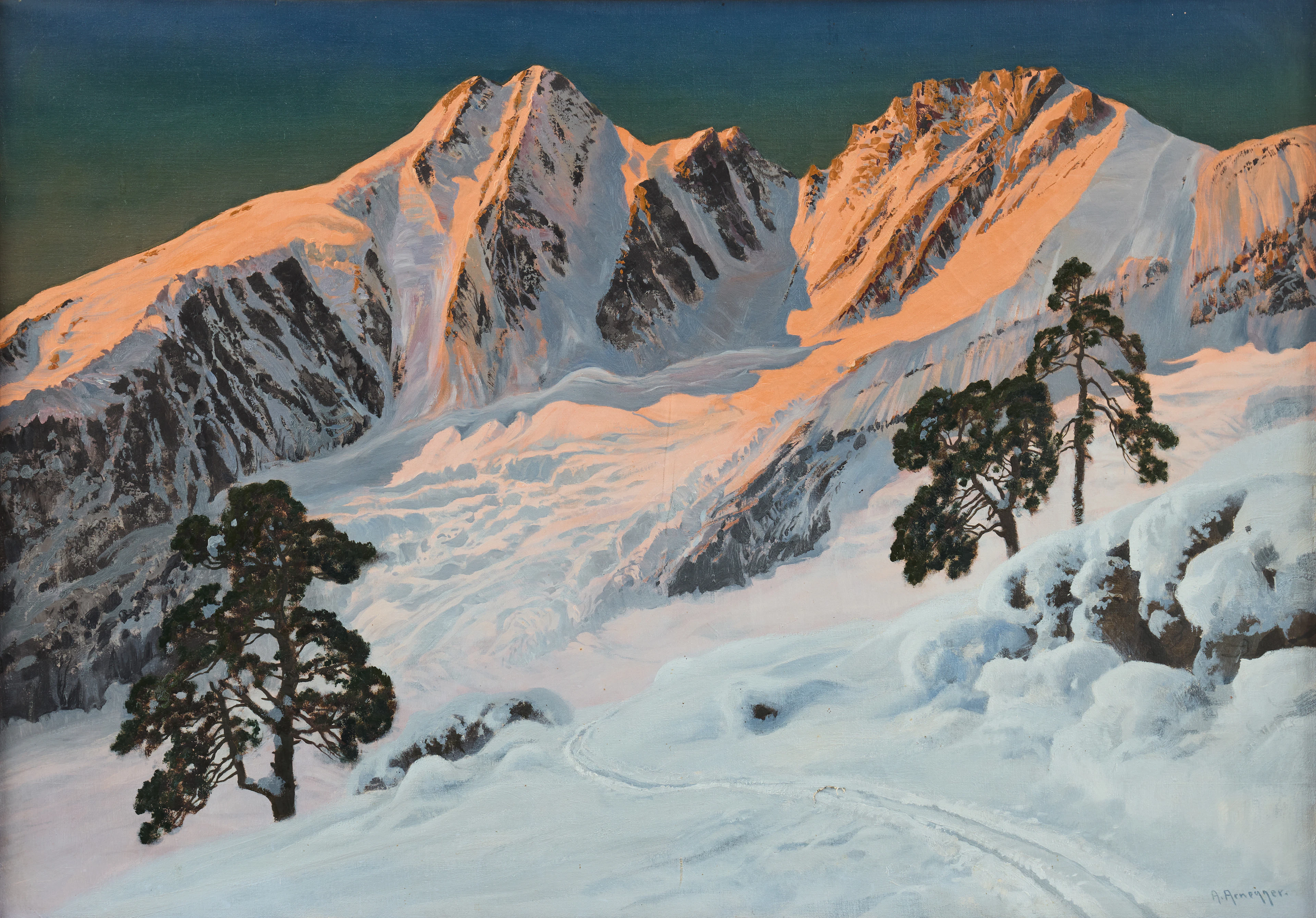 ALOIS ARNEGGER (1879-1963). Motiv från berget Großglockner/"Großglocknerkamm".